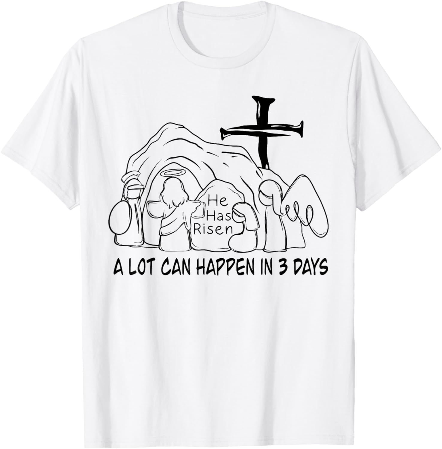 Retro Christian Easter T-Shirt A Lot Can Happen In 3 Days Fun Design - 5