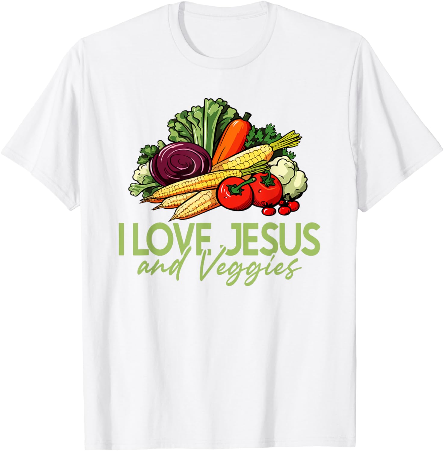 I Love Jesus and Veggies T-Shirt for Vegans and Vegetarians - 5