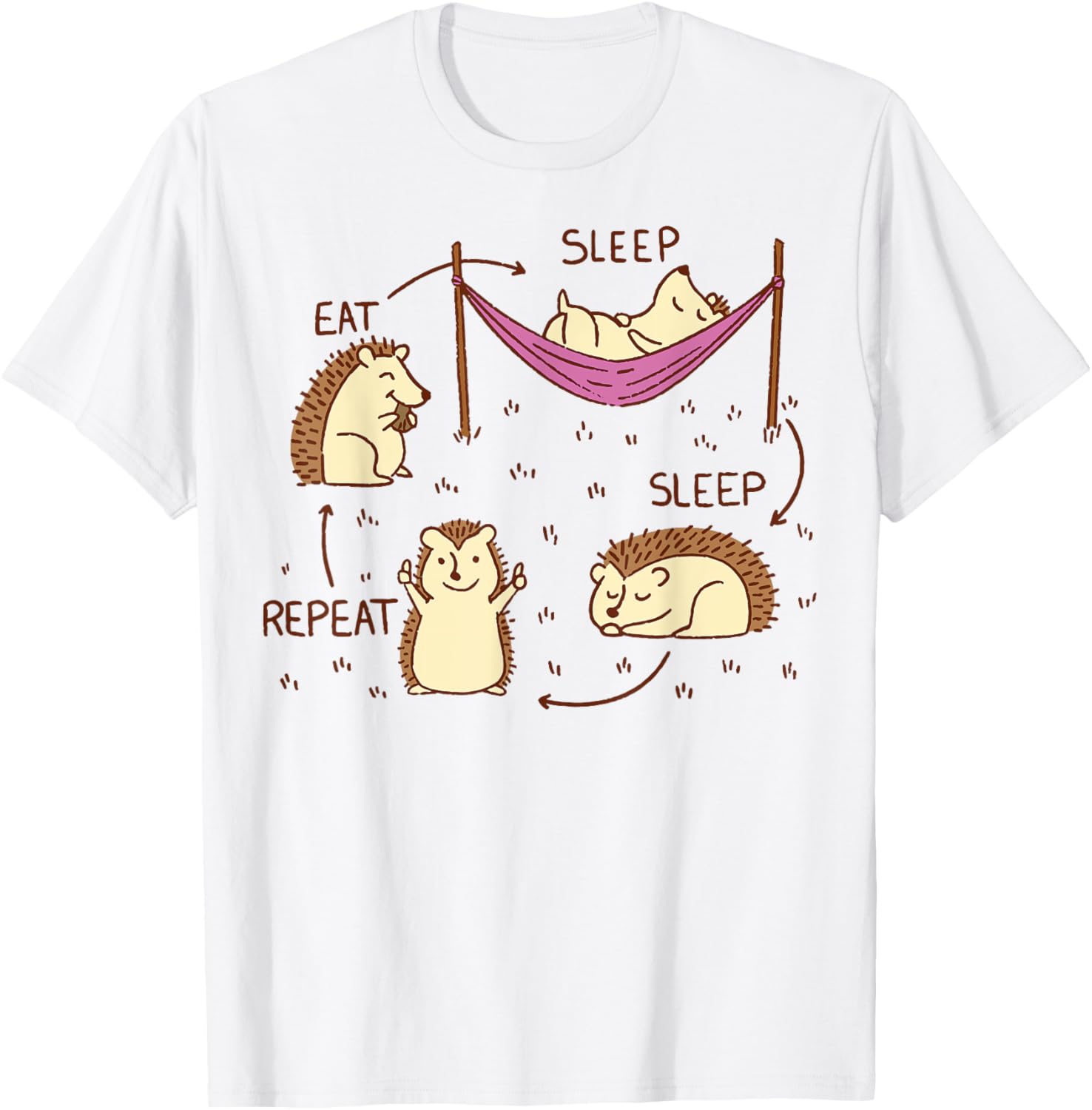Hedgehog Life Cycle Eat Sleep Repeat T-Shirt for Animal Lovers - 8