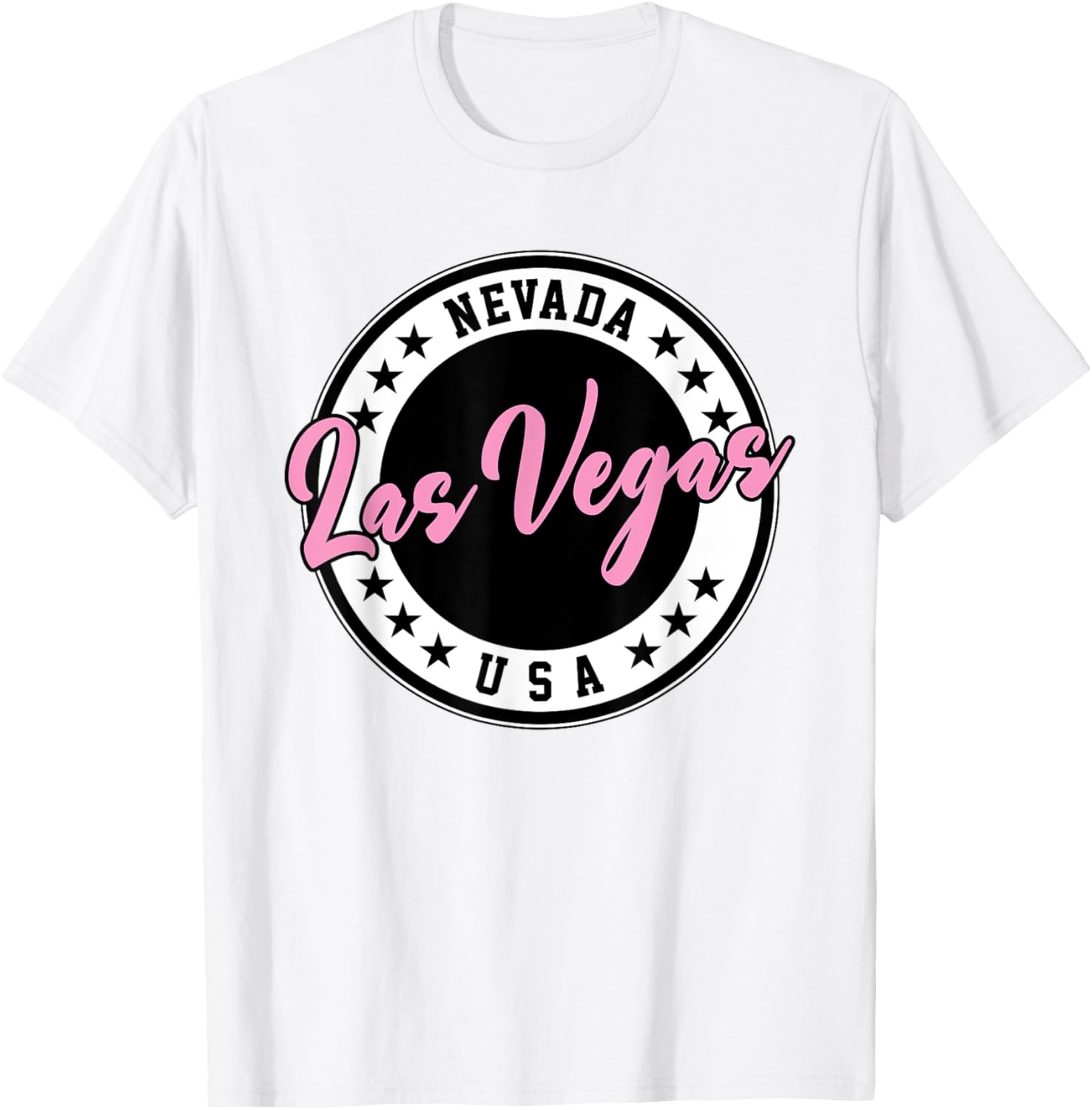 Las Vegas Nevada Pink Script Circle T-Shirt for Fun Fashion Lovers - 29