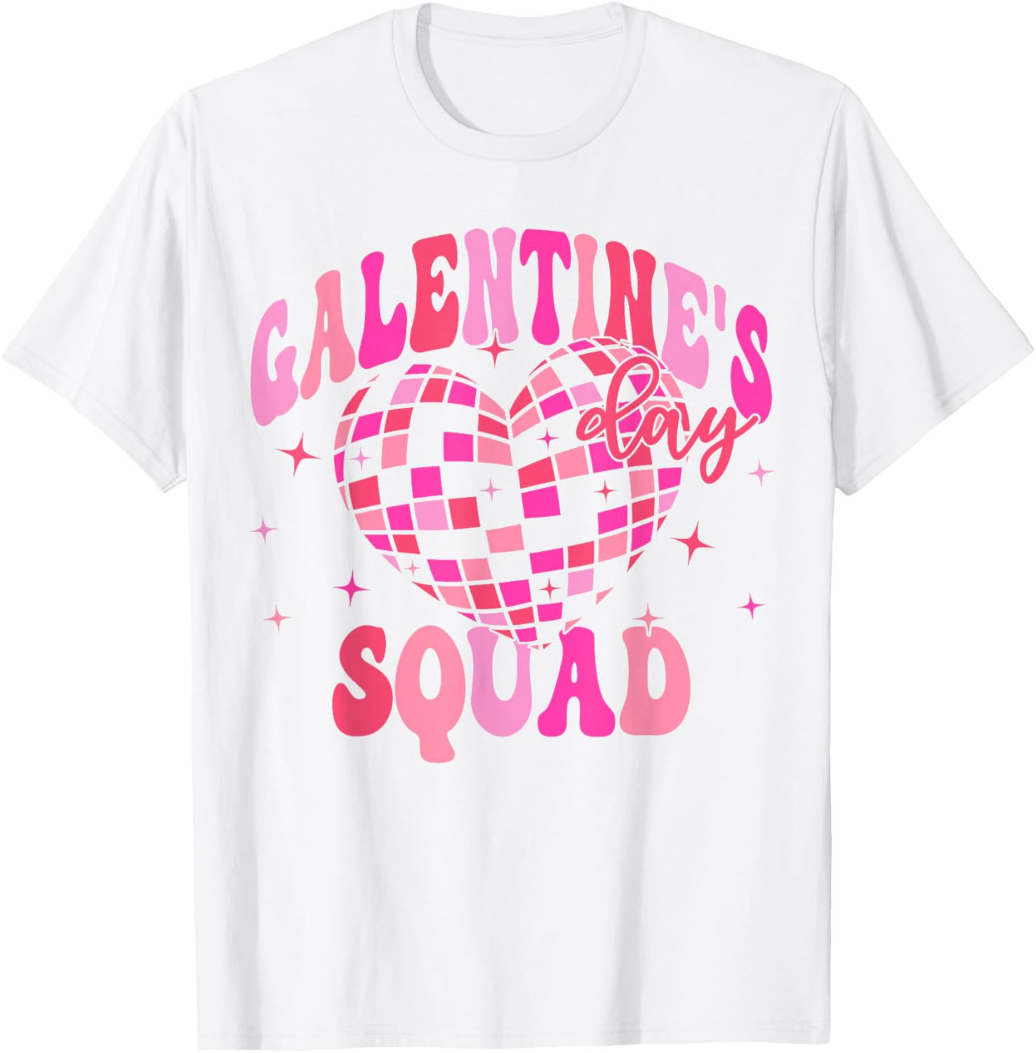 Galentine's Day Disco Heart Pink T-Shirt for Party Girls and Besties - 5