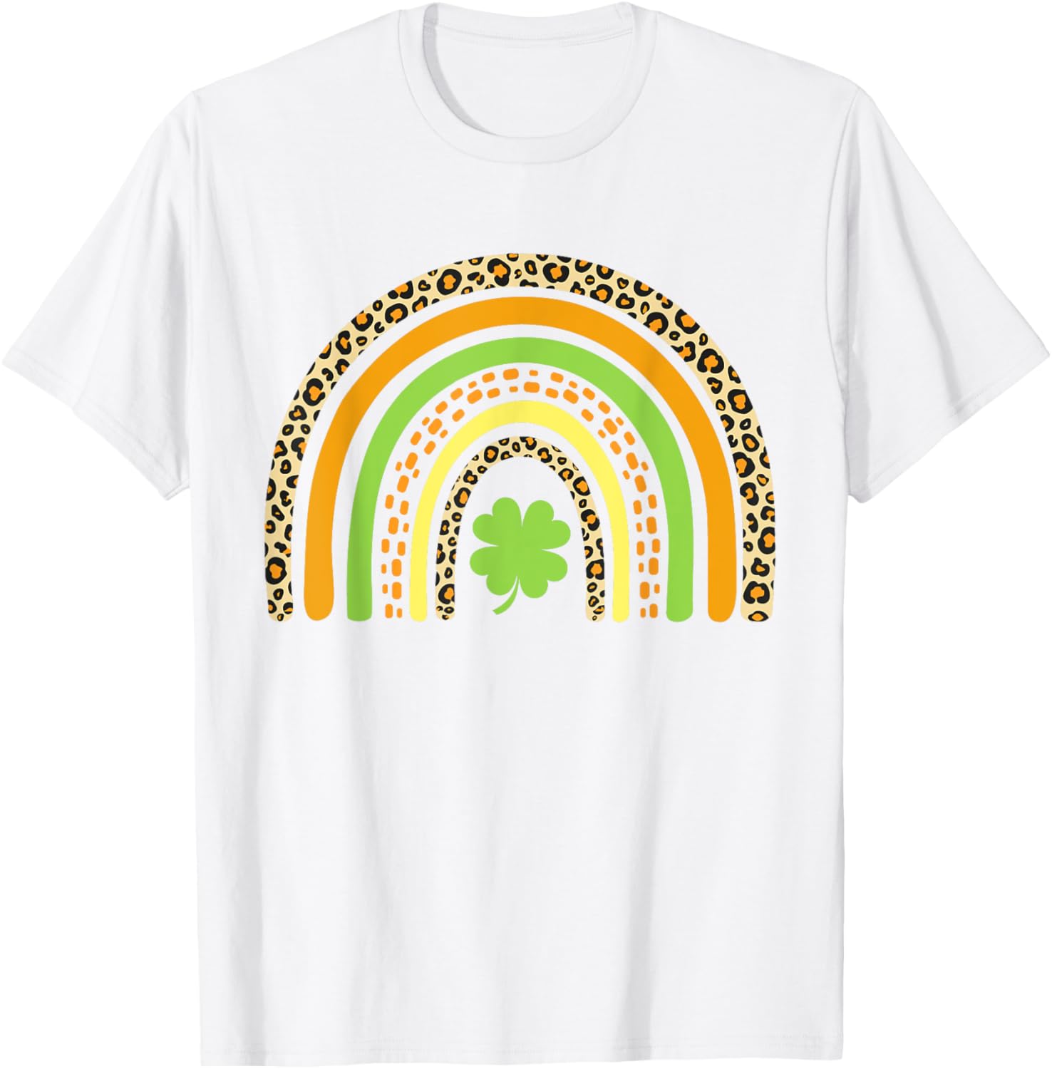 St Patrick's Day Leopard Rainbow Clover T-Shirt for Festive Fun - 14