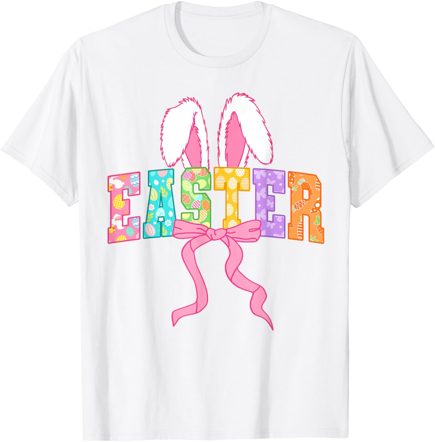 Happy Easter Coquette Bow Bunny Mama T-Shirt for Women and Girls - 6