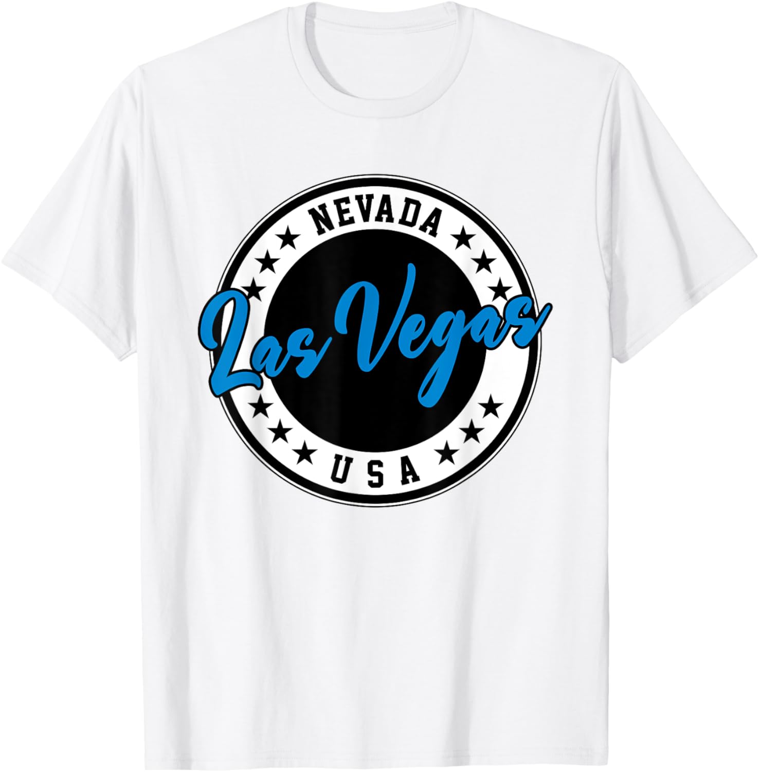 Las Vegas Nevada Blue Circle Script T-Shirt for Casual Style Fans - 29