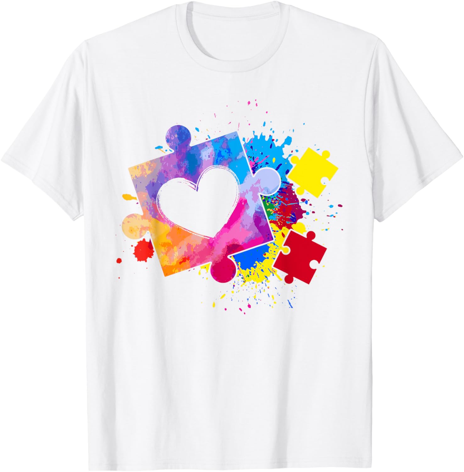 Autism Awareness Tie Dye Puzzle Piece Heart Kids T-Shirt for Boys and Girls - 13