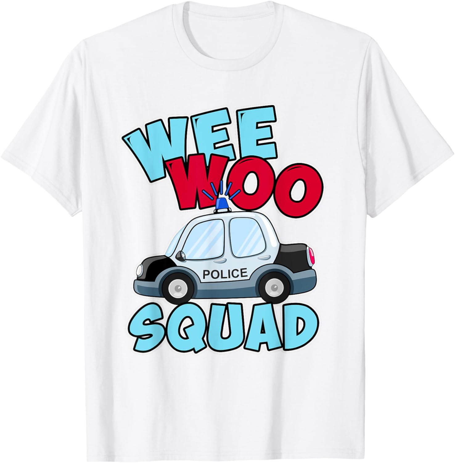Wee Woo Squad Police Car T-Shirt for Kids - Fun Policeman Design - 8