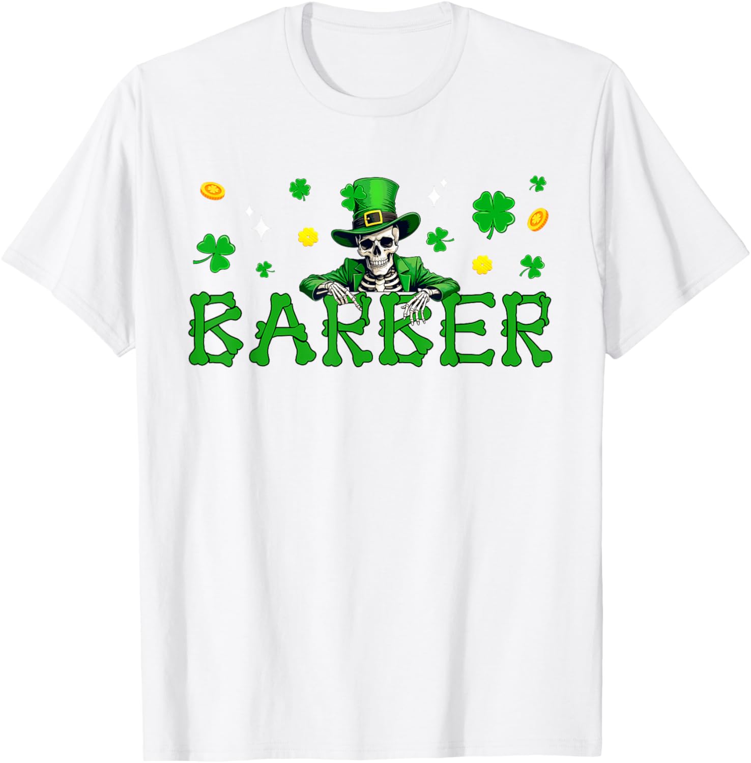 St. Patrick's Day Skeleton Shamrock T-Shirt for Irish Job Fans - 8