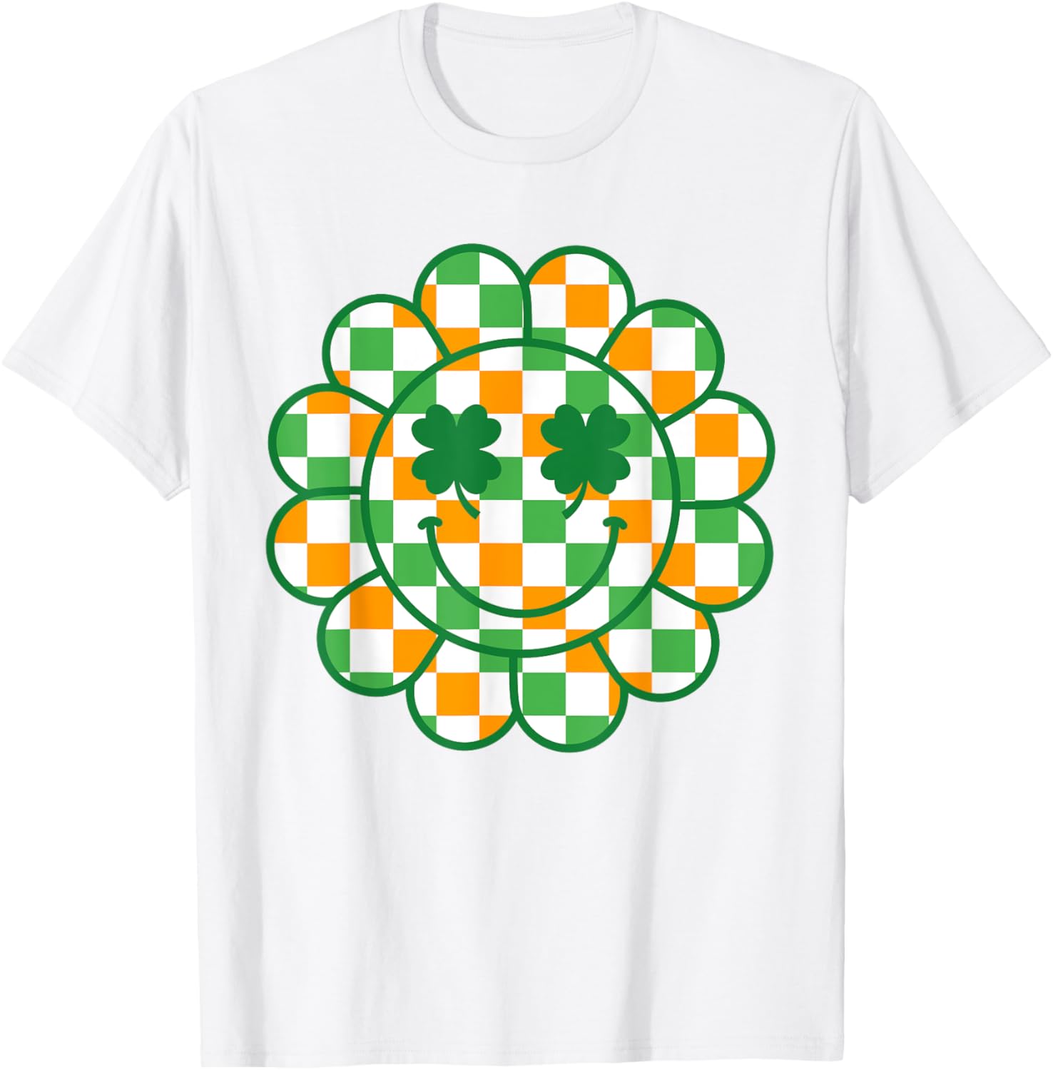 Lucky Shamrock Smile Face T-Shirt for Saint Patrick's Day Fun - 1