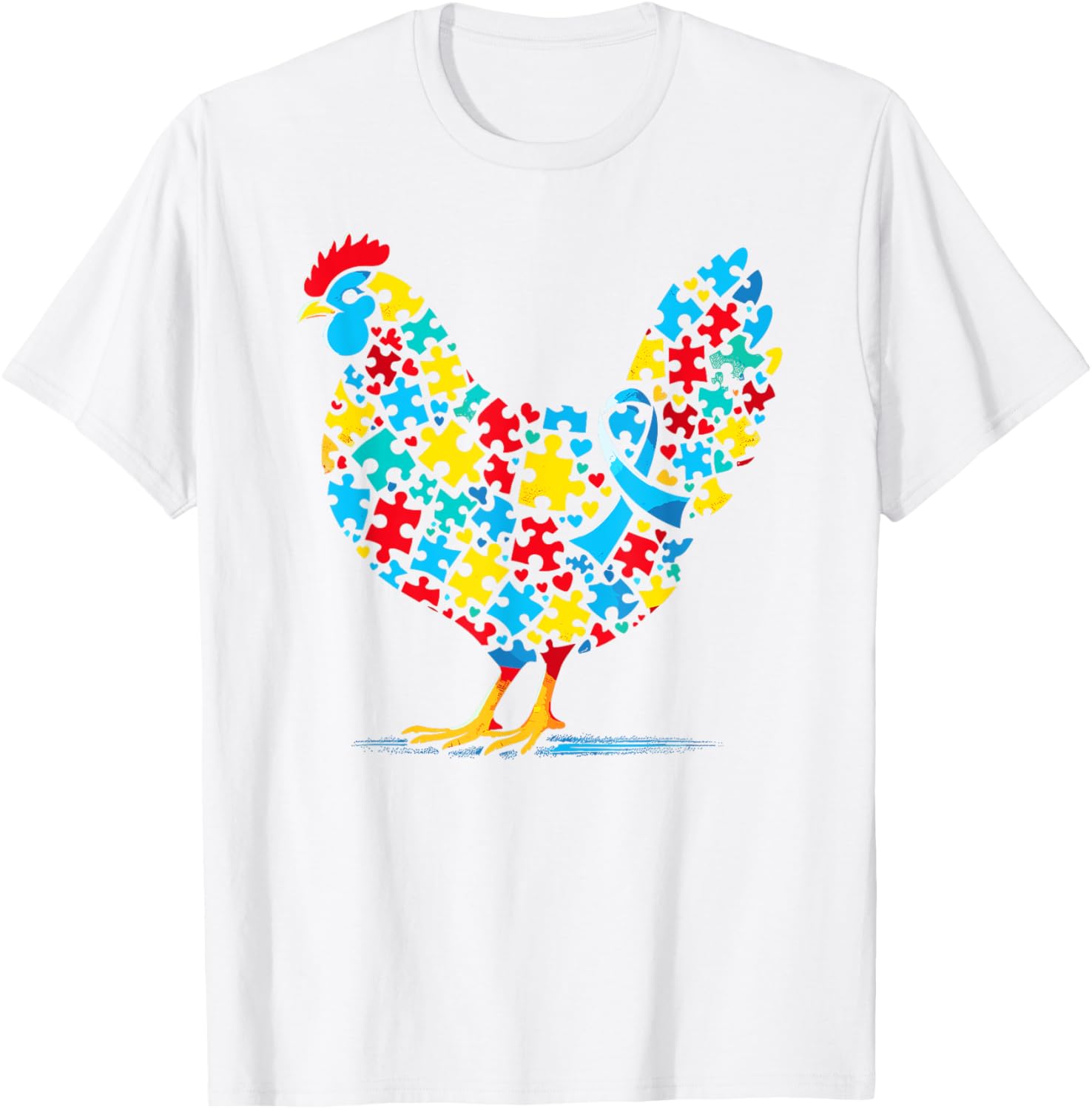 Autism Awareness Chicken Puzzle T-Shirt for Men, Women, Kids - 8