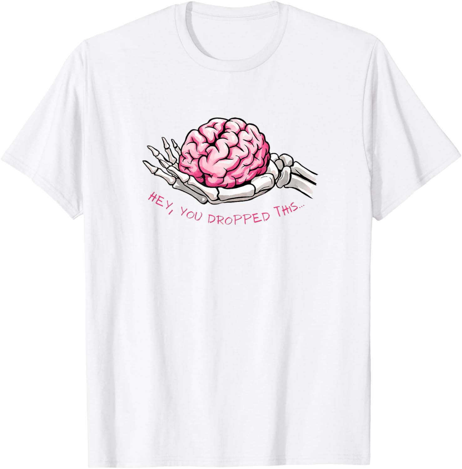Funny Skeleton Hand Holding Brain T-Shirt for Unique Halloween Style - 6