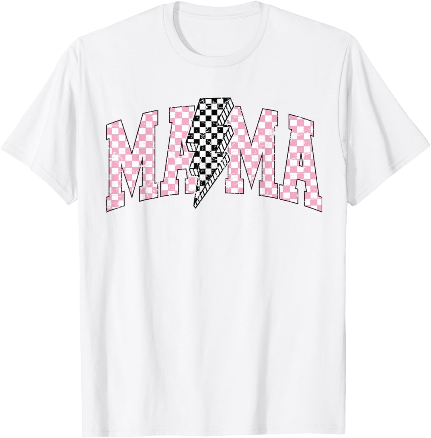 Retro Checkered Bolt Mama T-Shirt for Women, Men, Girls, and Kids - 23