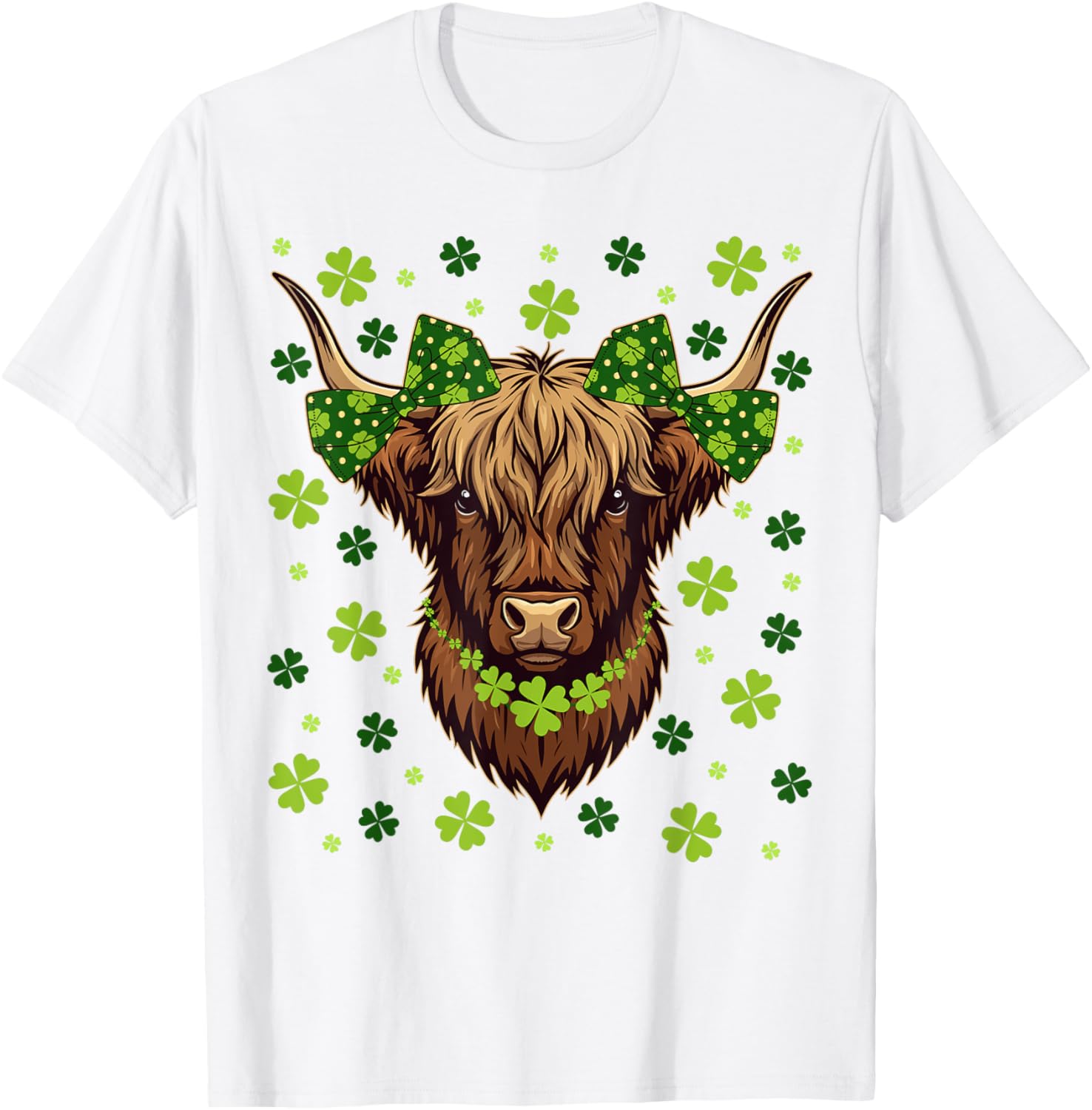 Highland Cow Shamrock T-Shirt for St Patricks Day Celebrations - 7