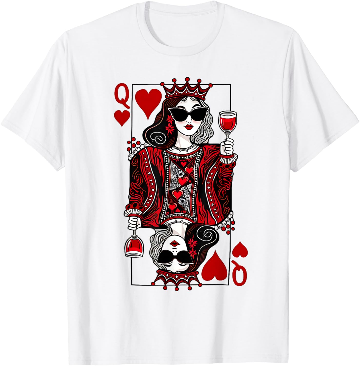 Queen of Hearts Wine Lover T-Shirt for Women - Perfect Gift Idea! - 4