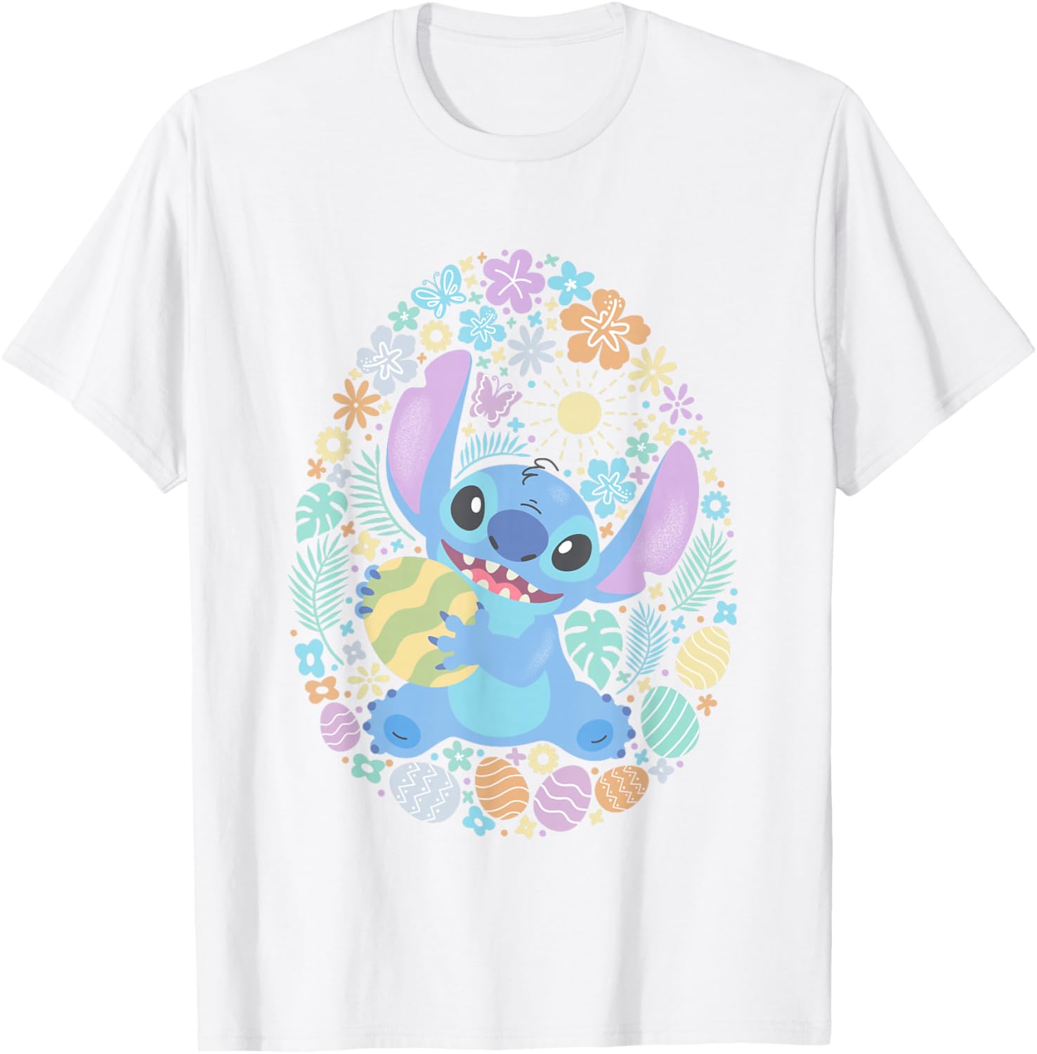 Disney Lilo & Stitch Easter Eggs Floral Portrait T-Shirt for Fans - 1
