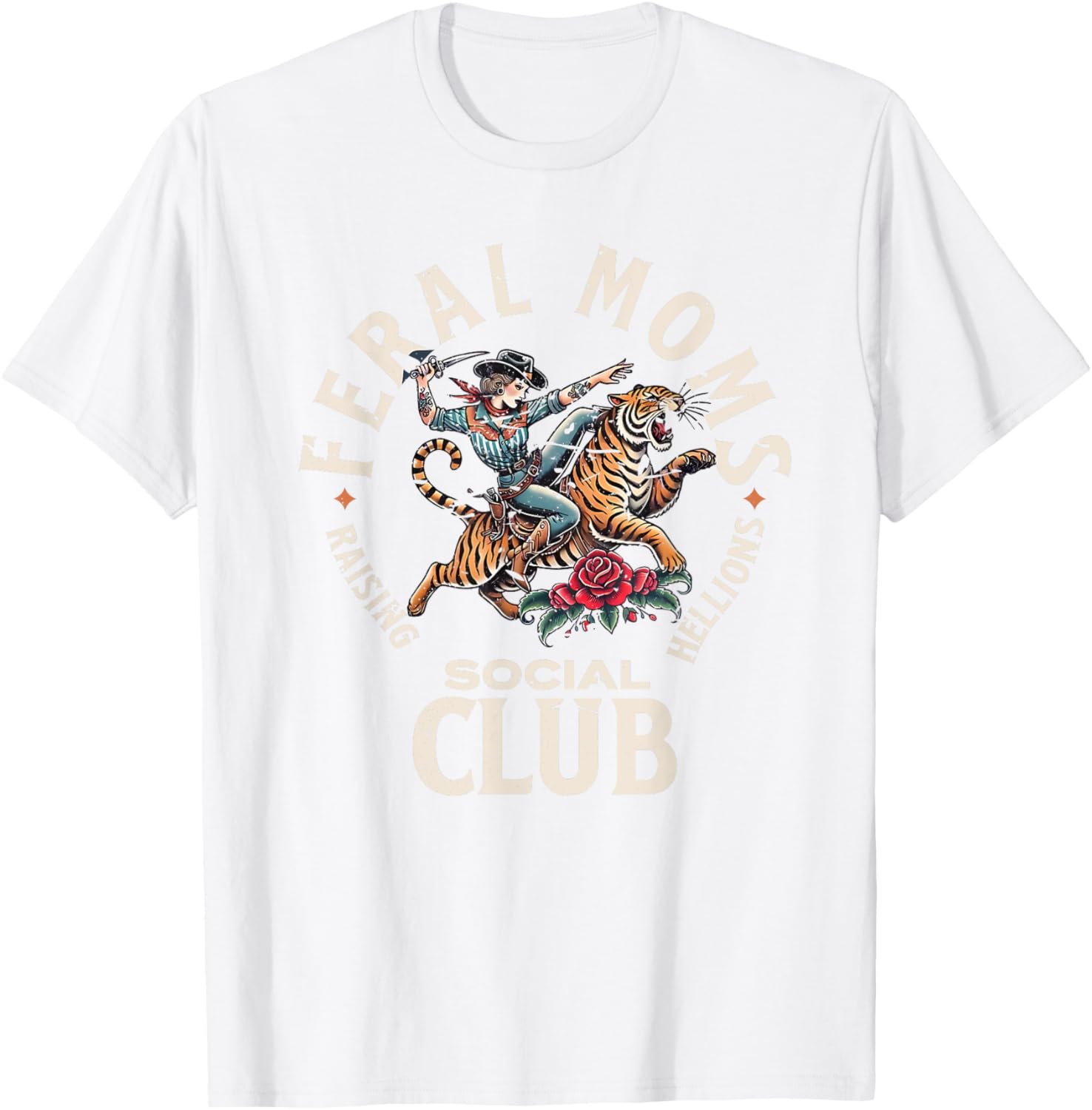 Retro Funny Feral Moms Social Club T-Shirt for Sarcastic Mothers - 11