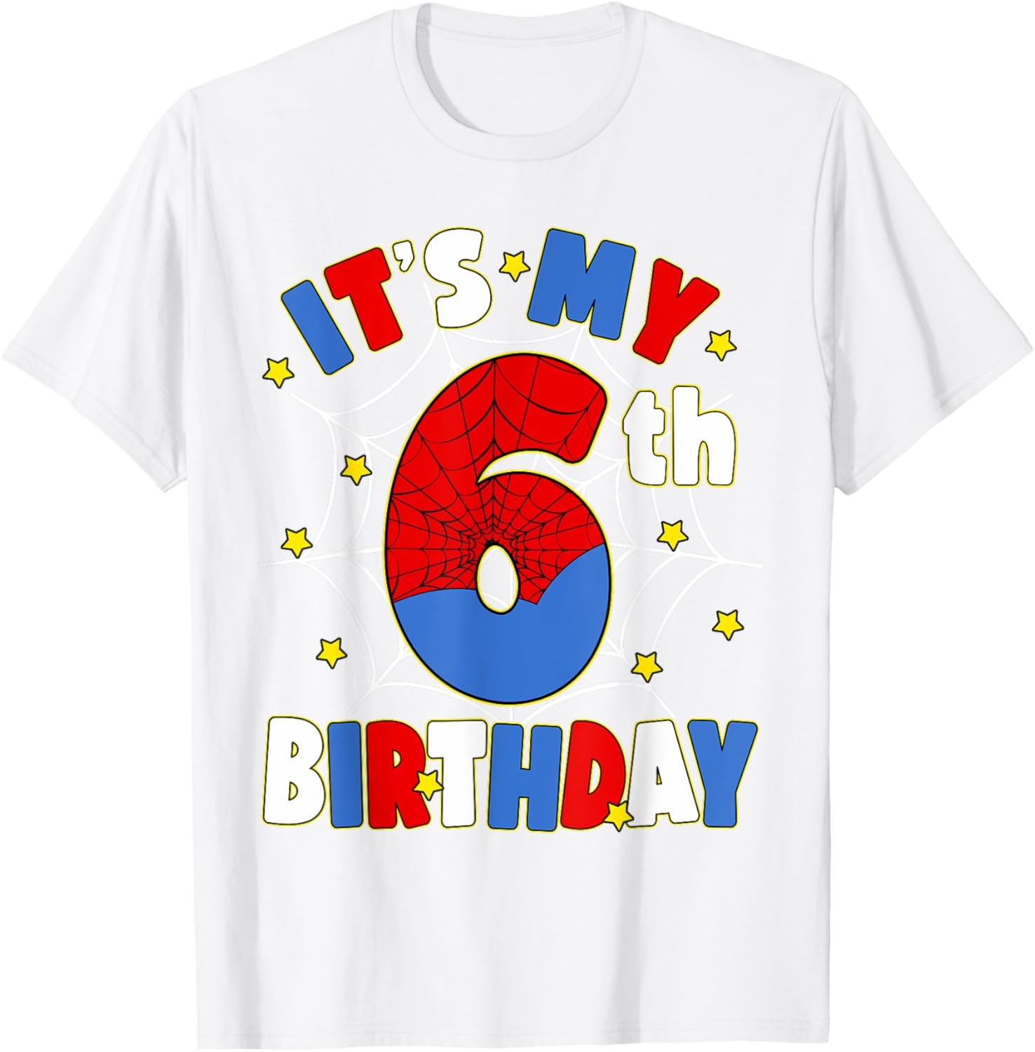 Kids Boys Spider Theme 6th Birthday Party T-Shirt for Fun Celebrations - 24