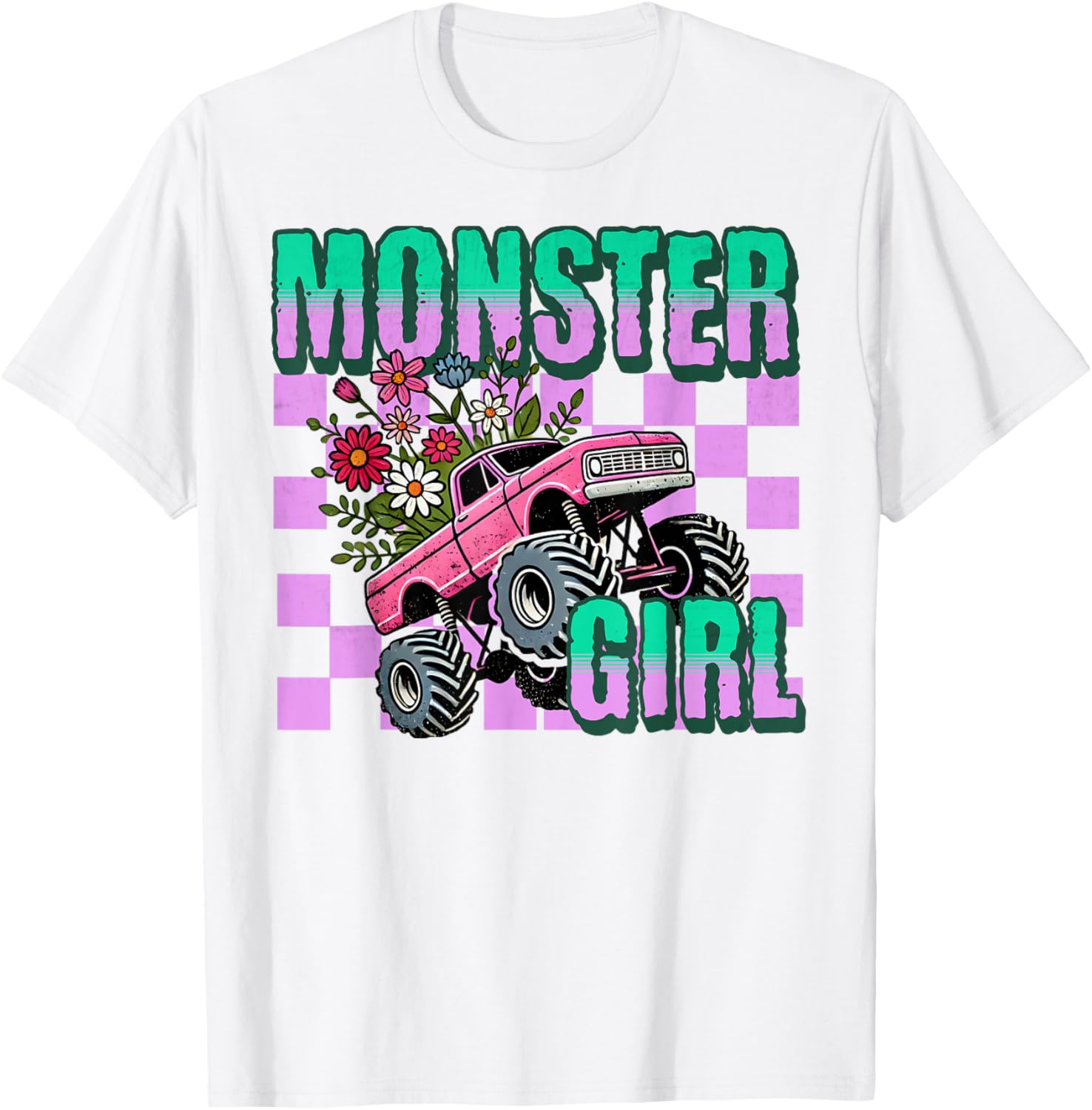 Vintage Monster Truck Girl T-Shirt for Retro Women Truck Lovers - 8