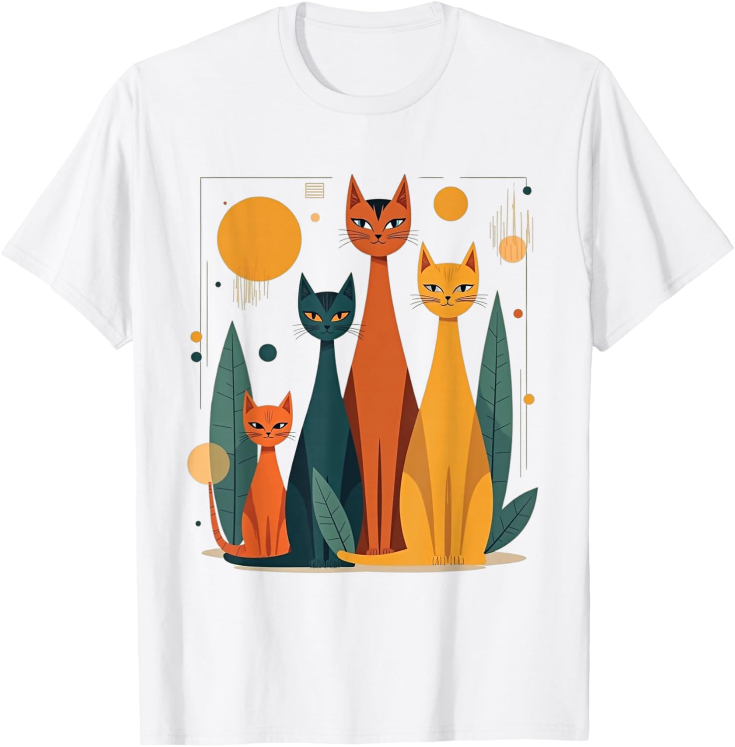 Vintage Retro Mid-Century Modern Cats T-Shirt in 50s 60s Style - 5