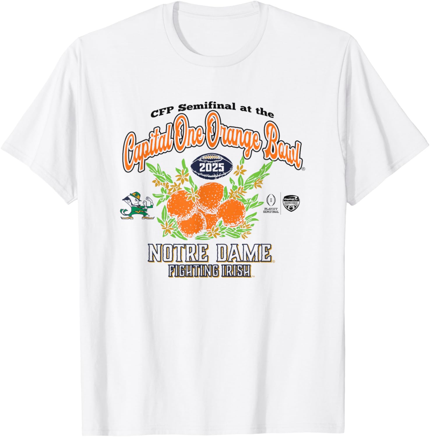 Elite Authentics Notre Dame Fighting Irish Kids White T-Shirt for CFP 2024-25 - 1
