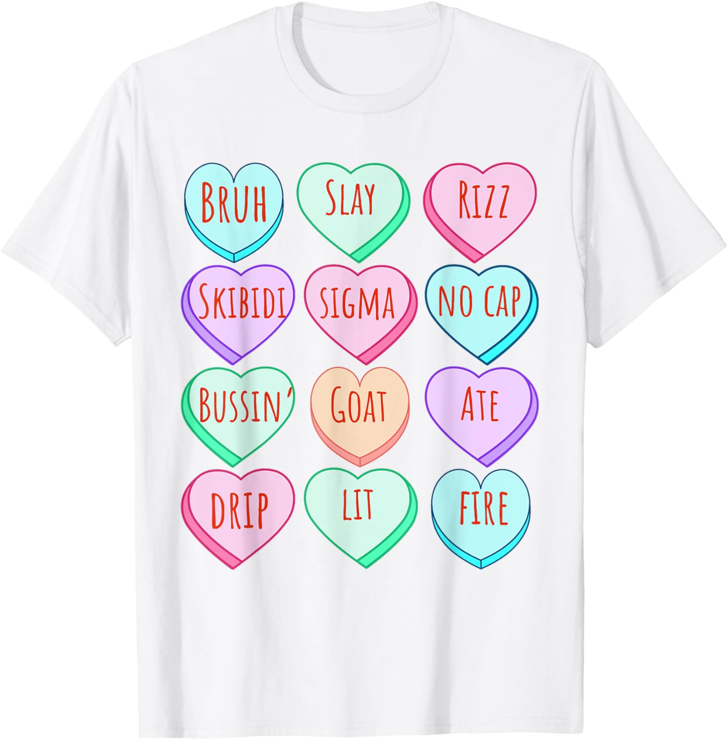 Candy Heart Slang T-Shirt for Valentine's Day Fun at School - 24