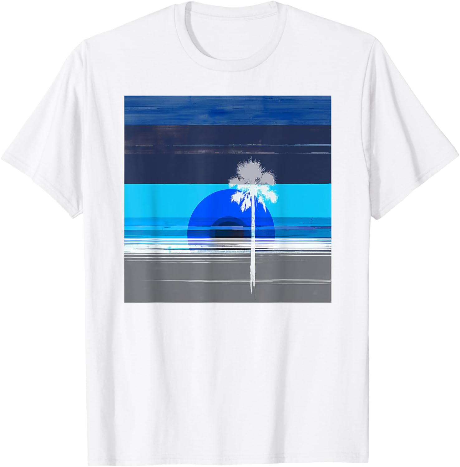 Stylish Palm Tree Tropical Landscape Abstract Art T-Shirt for Trendy Wear - 3