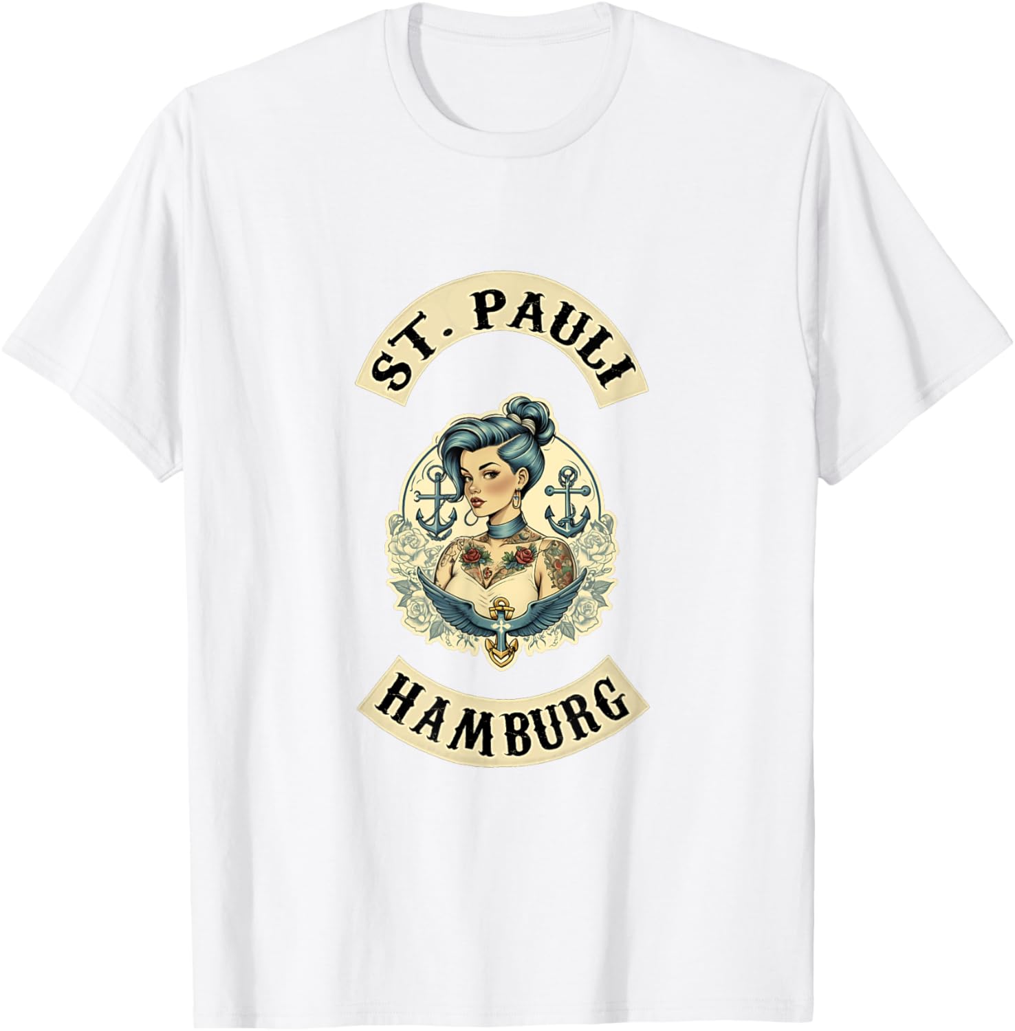 Hamburg St. Pauli Reeperbahn Sailor Tattoo Girl T-Shirt for Fans - 18