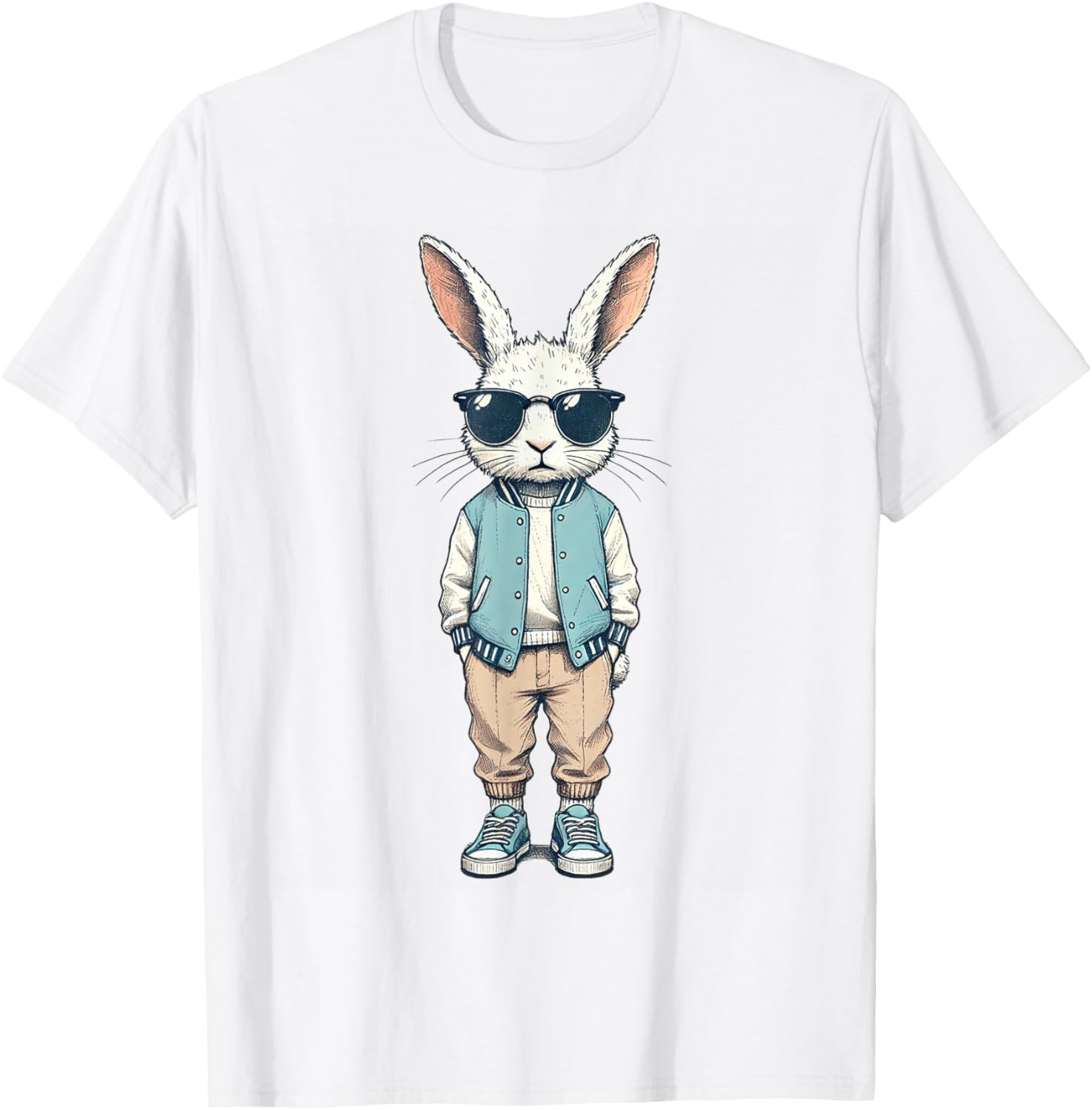 Boys Easter Bunny Rabbit T-Shirt with Sunglasses for Kids and Men - 3