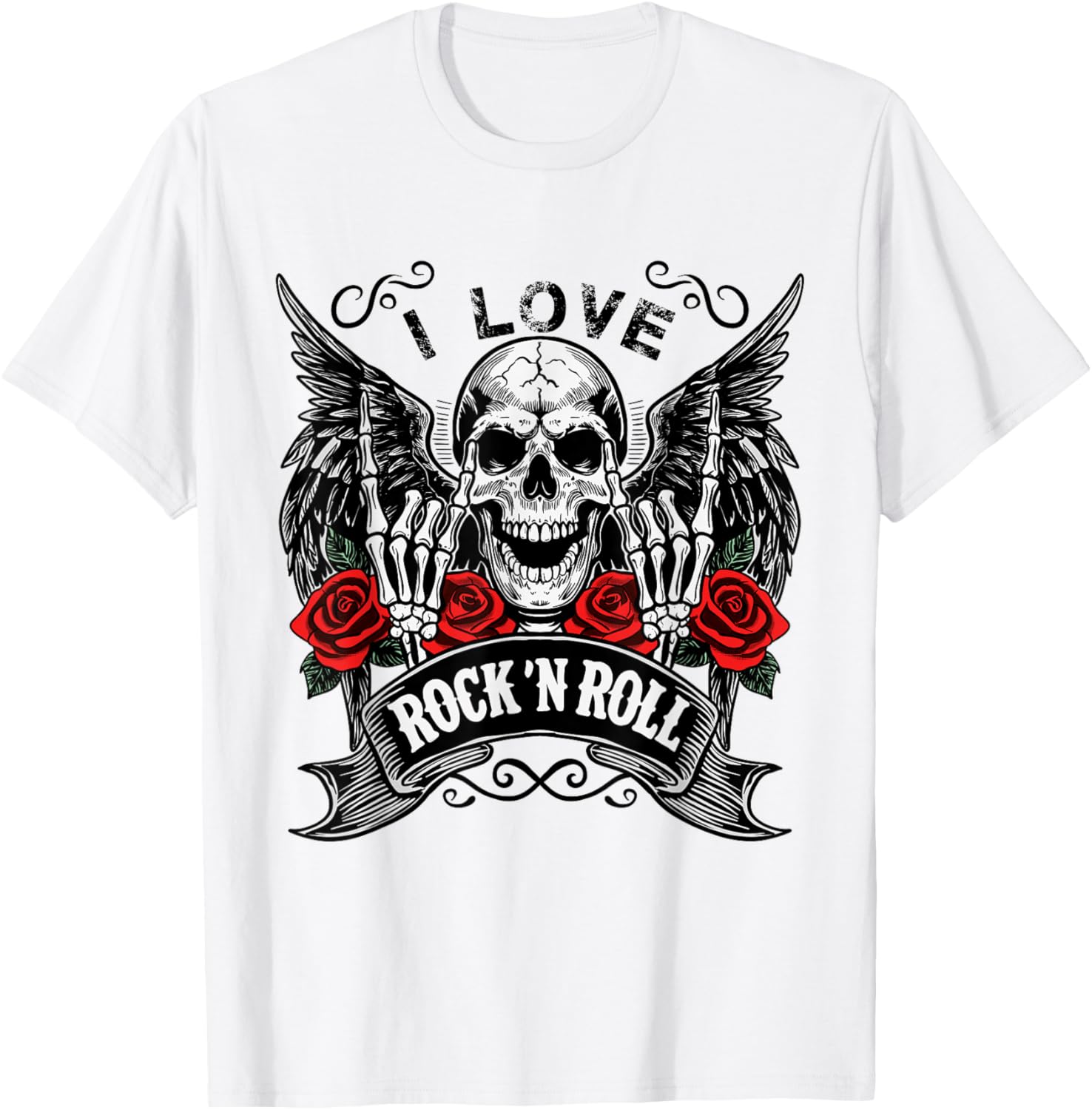 Vintage Rock And Roll Skeleton Hands T-Shirt for Music Lovers - 7
