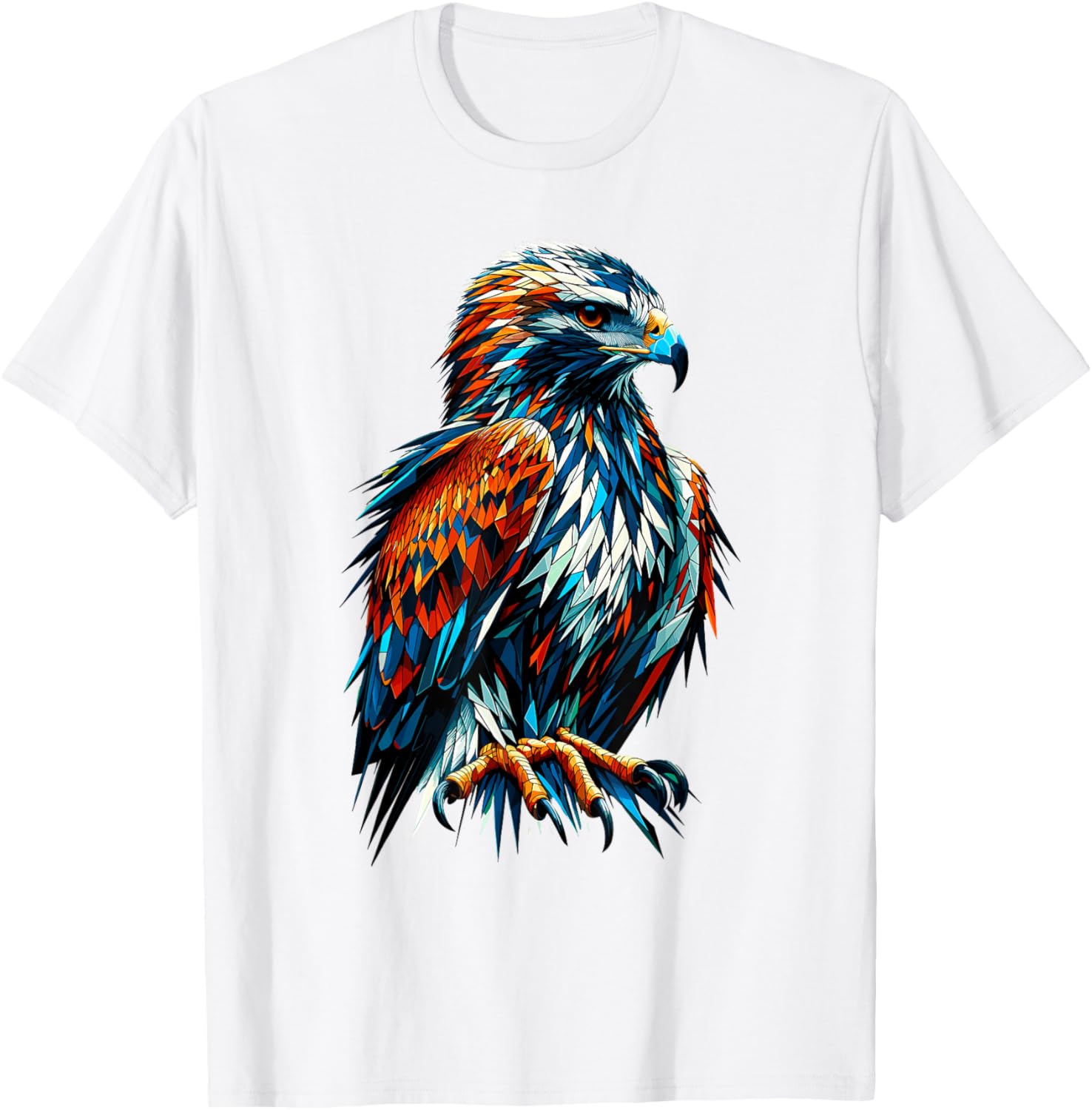 Polygon Art Hawk T-Shirt for Bird Lovers - Unique and Stylish Design - 5