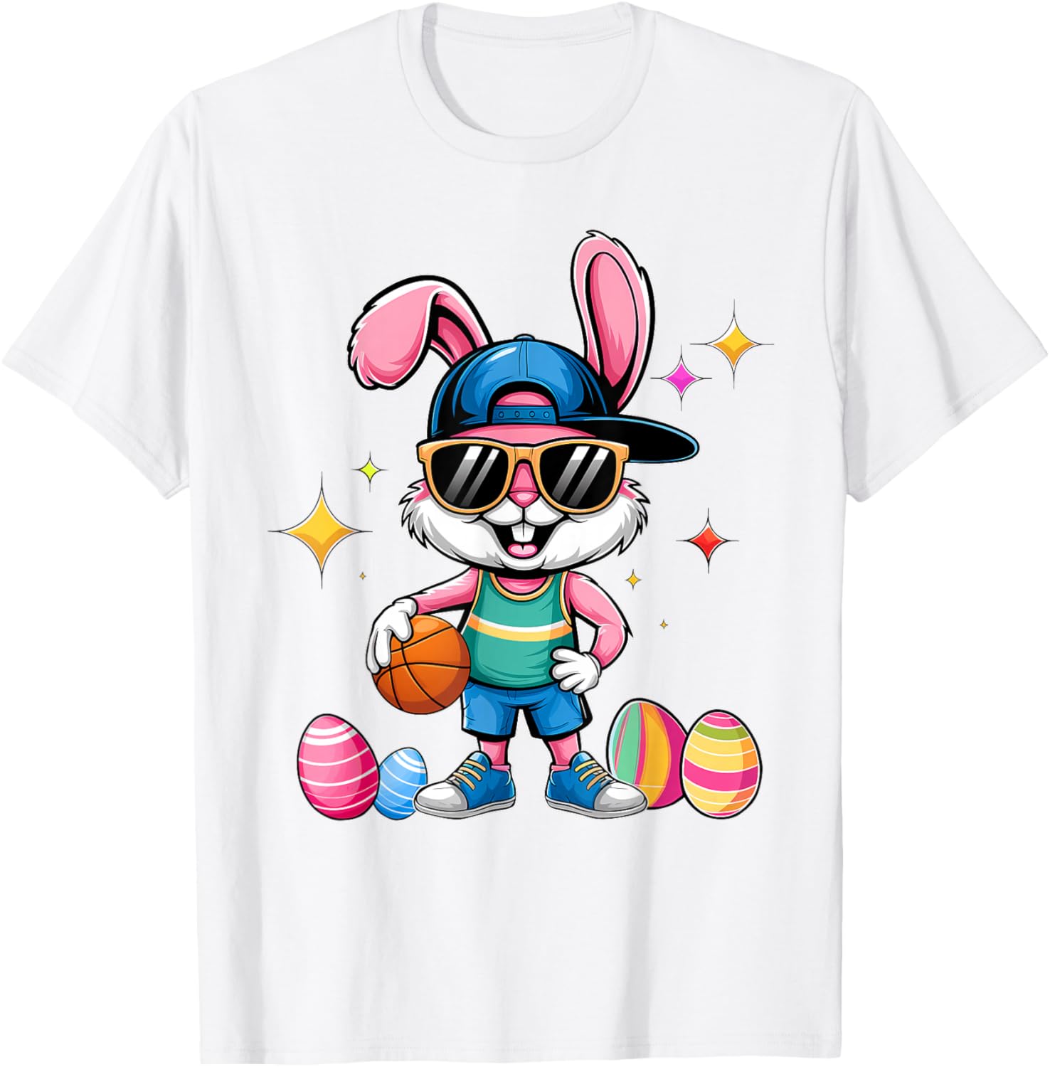 Happy Easter Bunny Basketball T-Shirt for Kids - Fun Sporty Design - 21