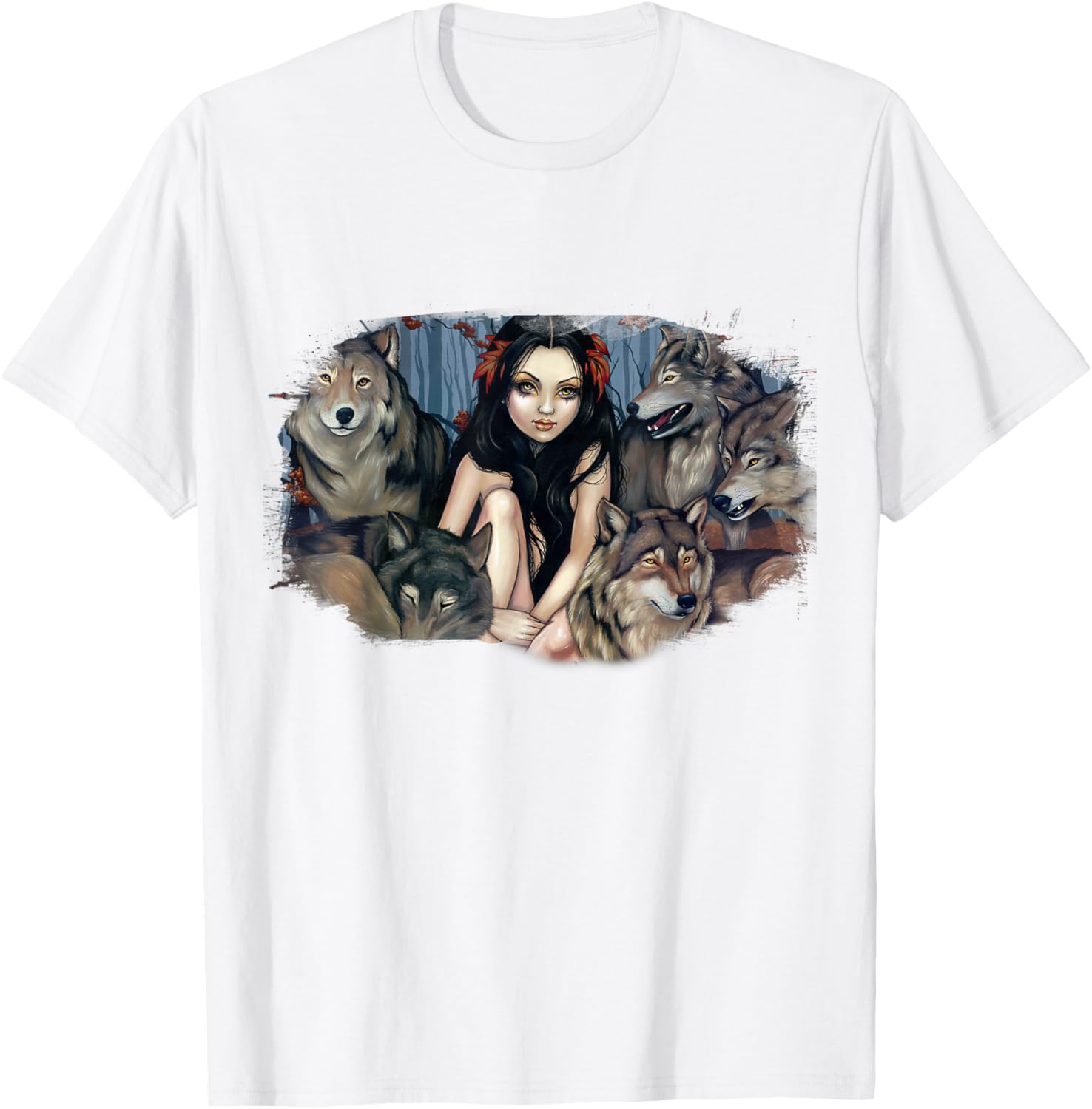 Wolves Art T-Shirt by Jasmine Becket-Griffith - Stylish Wolf Design - 1