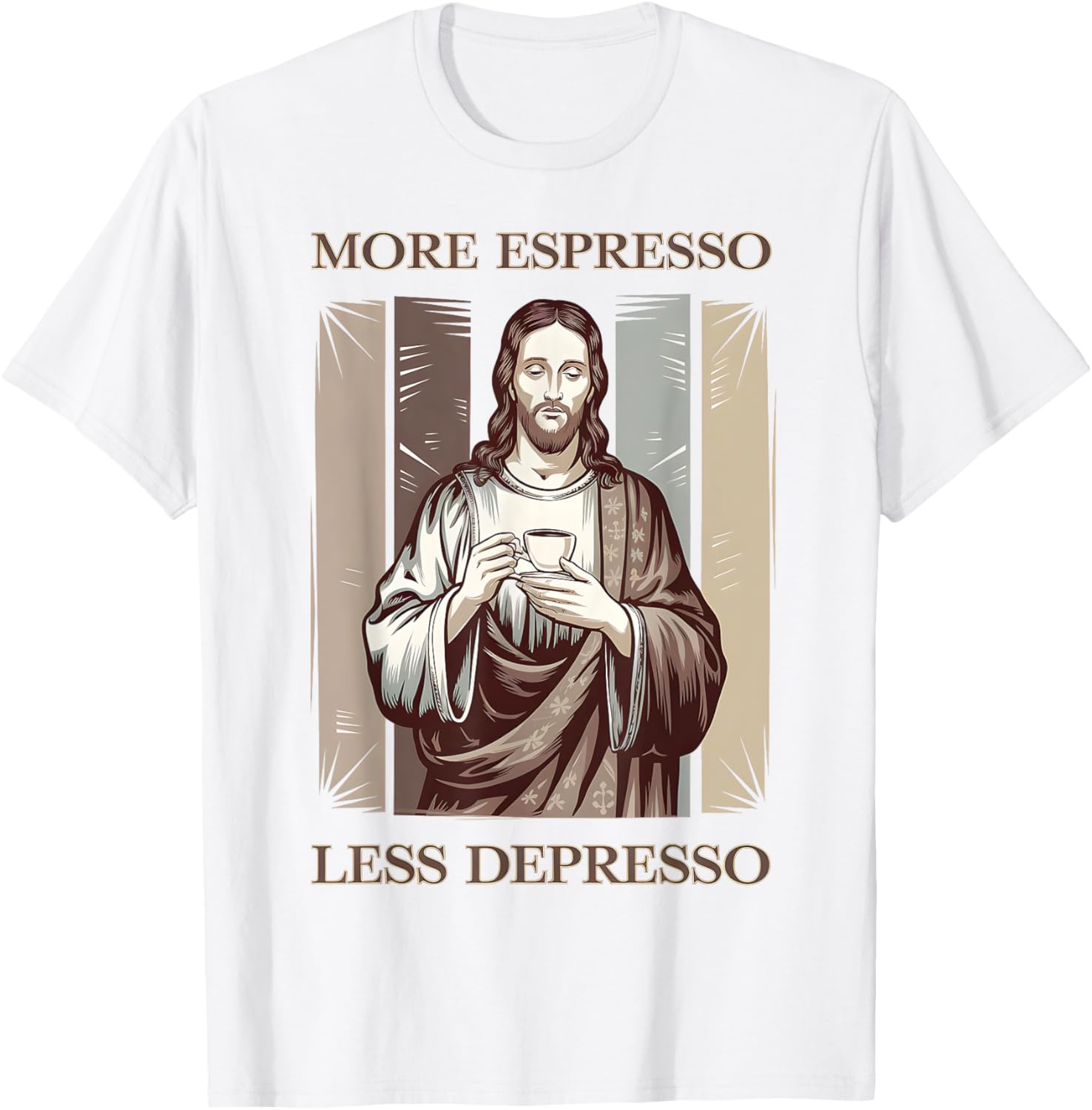 Jesus More Espresso Less Depresso Retro Coffee Lover T-Shirt - 12