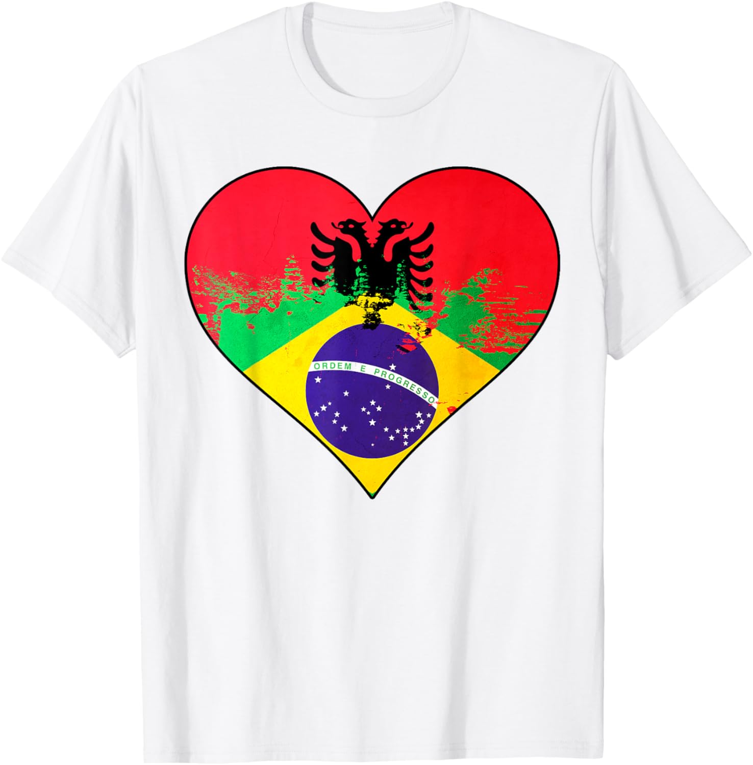 Albanian Brazilian Heritage Flag DNA T-Shirt for Unique Cultural Pride - 1