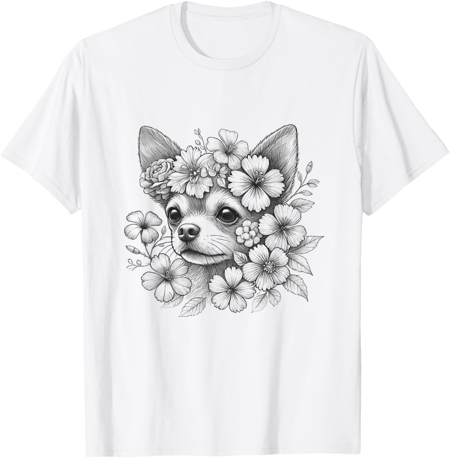 Floral Chihuahua T-Shirt for Girls and Women - Cute Dog Flower Design - 4