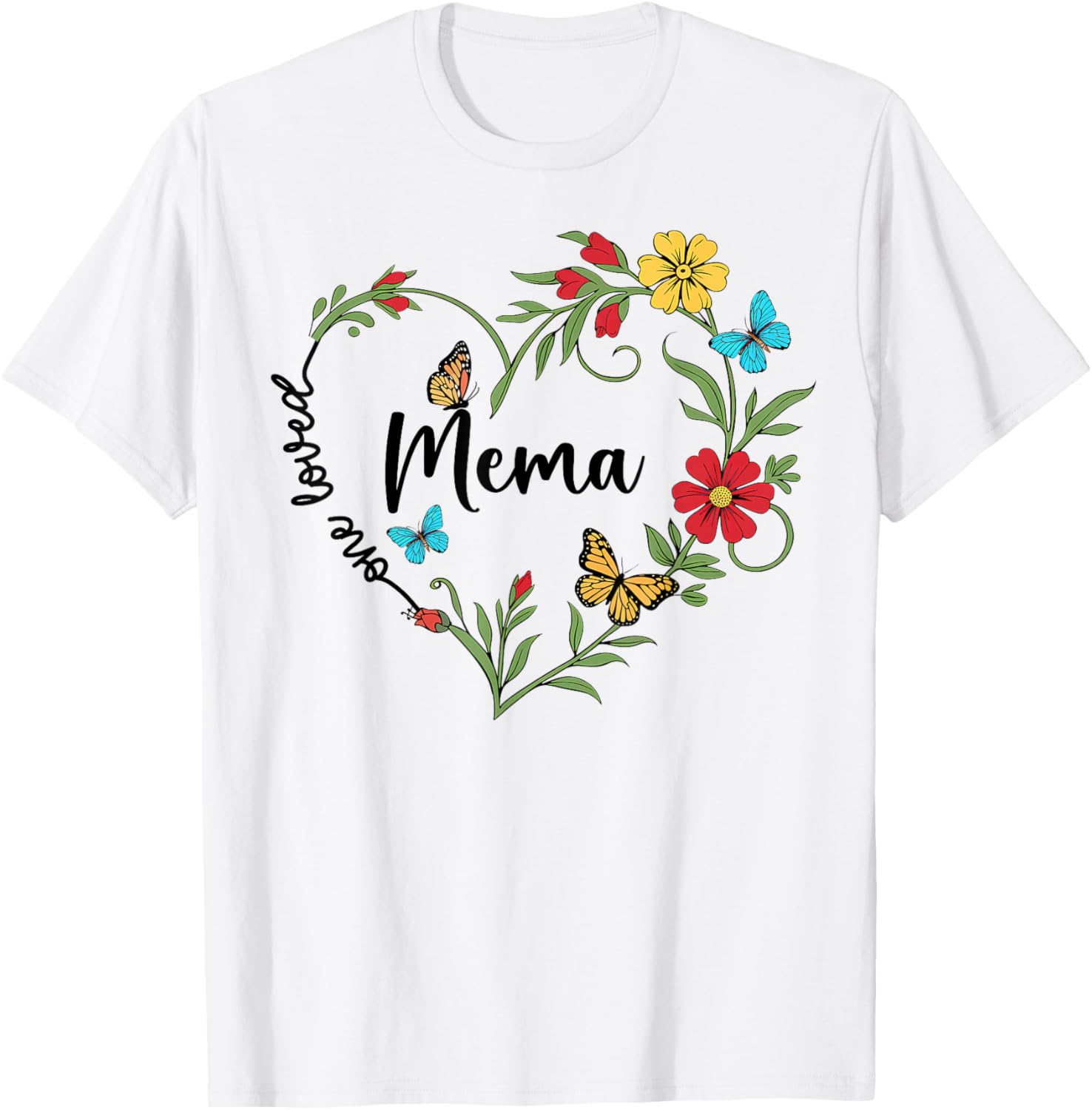 Floral One Loved Mema Heart T-Shirt for Mom and Grandma on Mother's Day - 9
