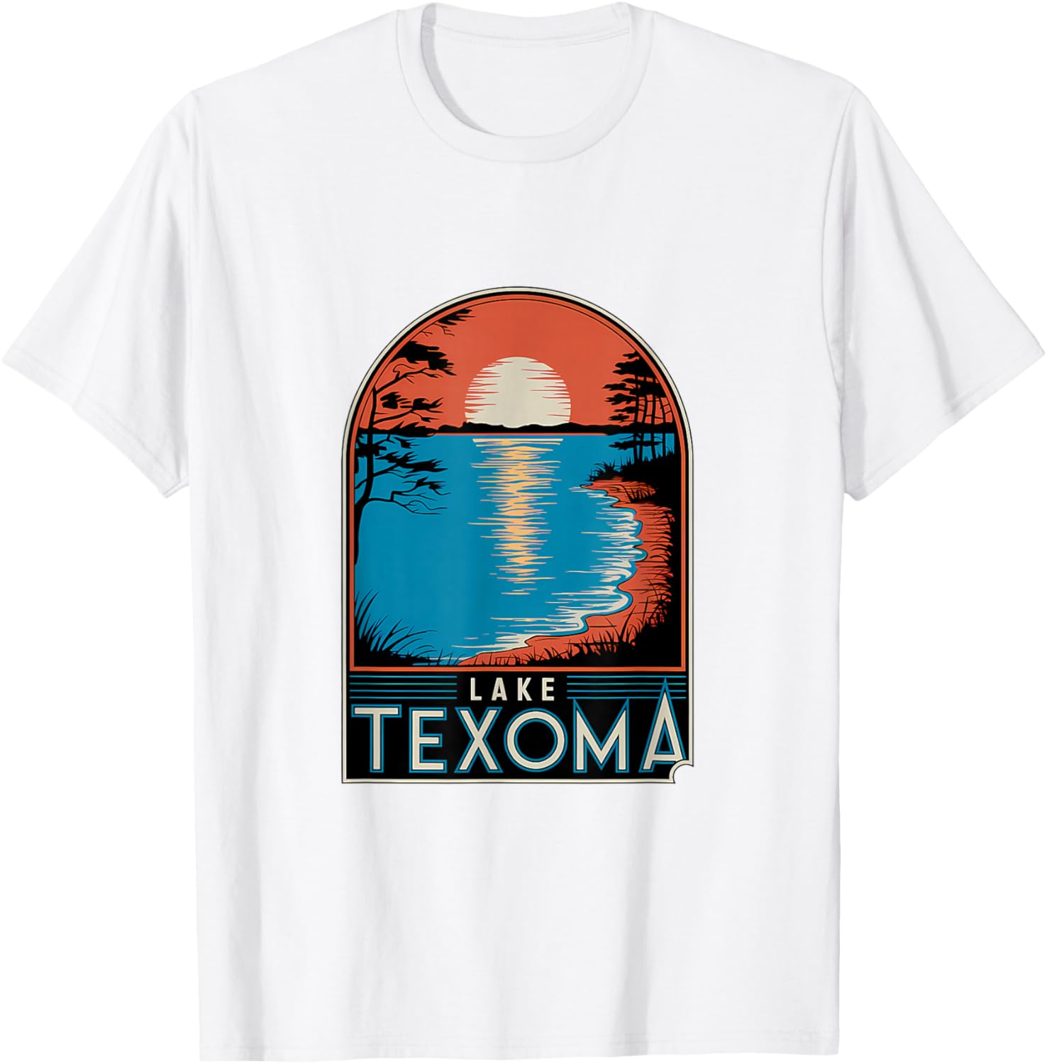 Lake Texoma Sunset Reflection Adventure T-Shirt for Nature Lovers - 16