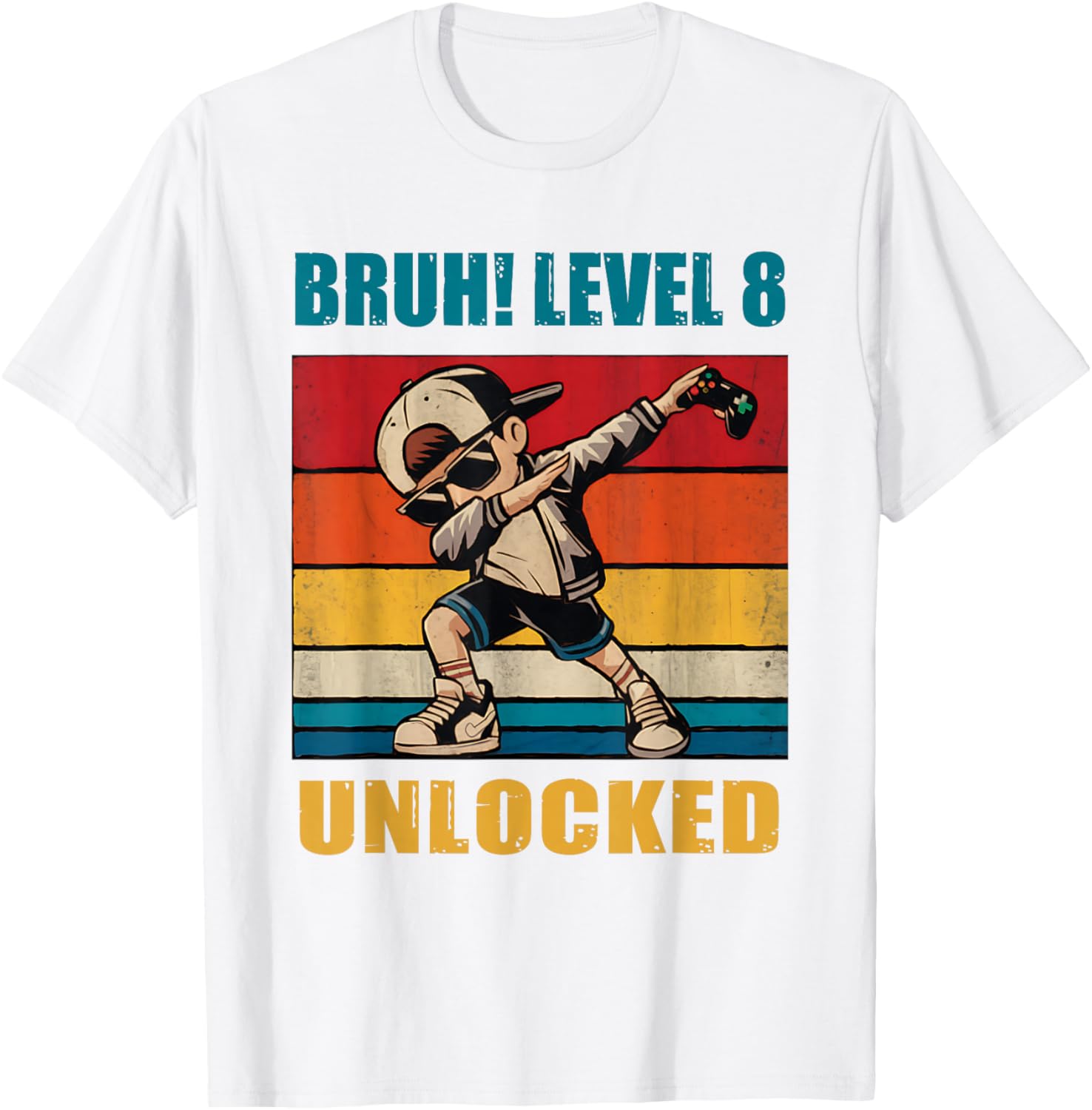 8 Year Old Birthday Gamer T-Shirt Level 8 Unlocked Dabbing Fun - 10