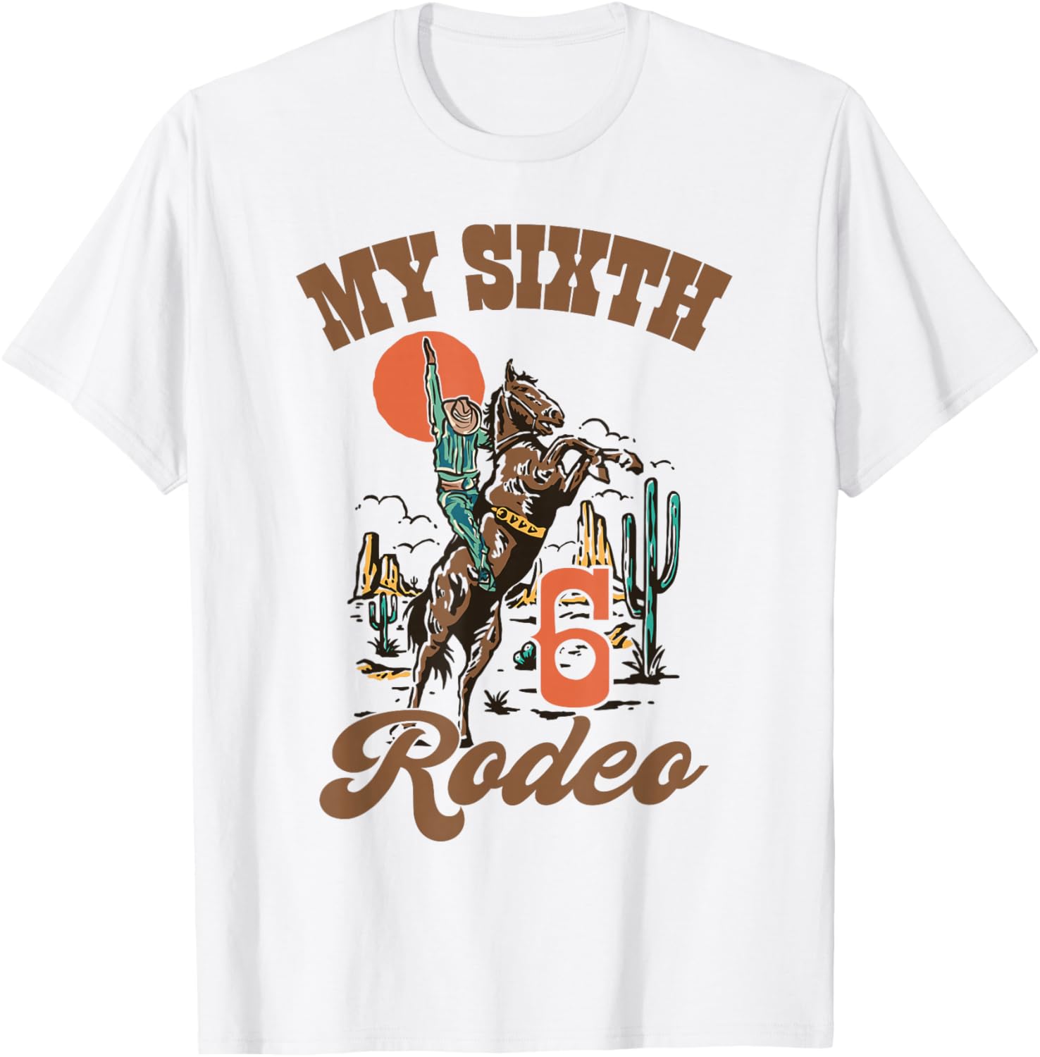 My Sixth Rodeo Retro Western Cowboy Birthday T-Shirt for Kids - 4