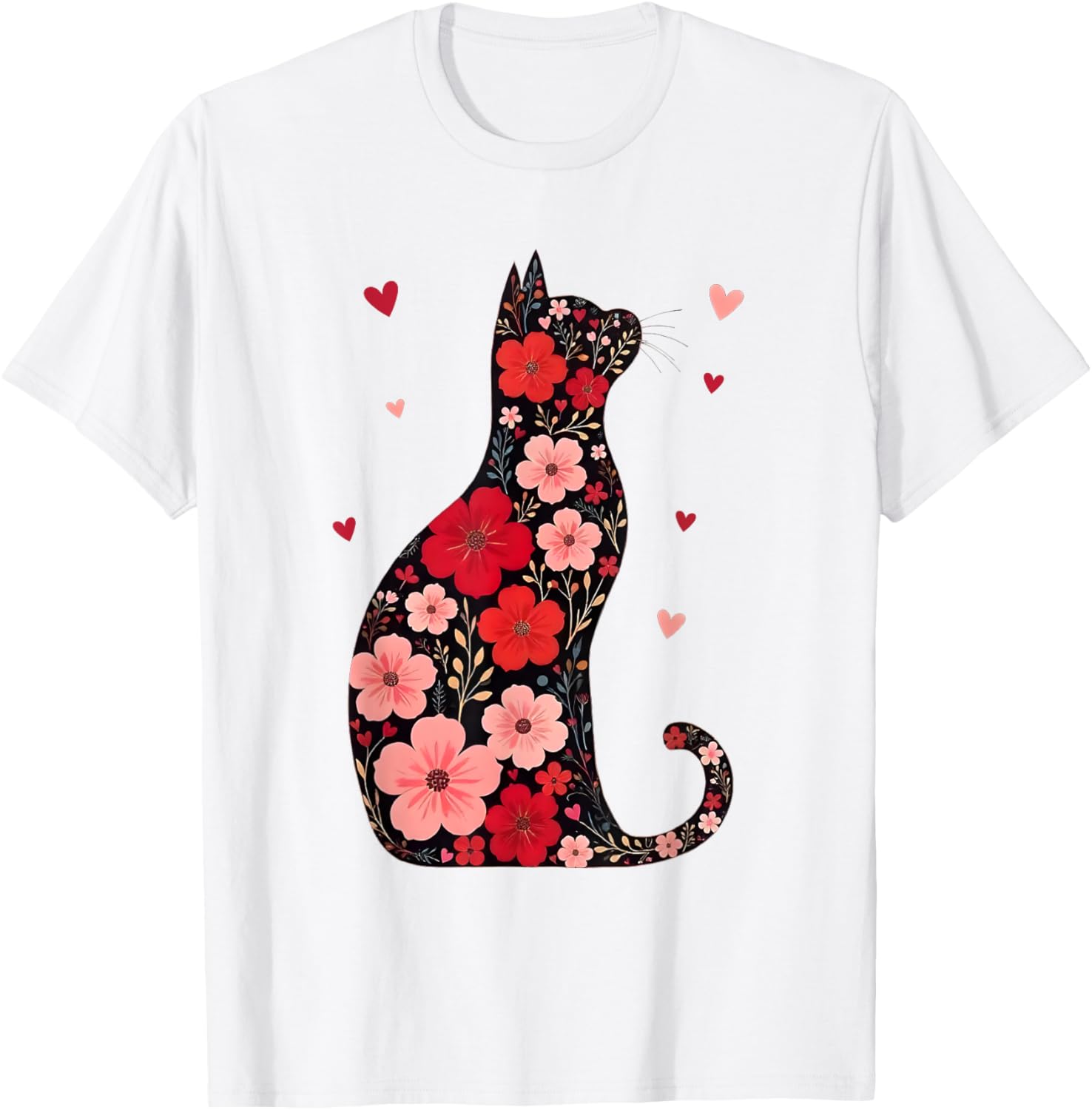 Happy Meowentine's Day Floral Cat T-Shirt for Women - Cute Valentine's Gift - 1