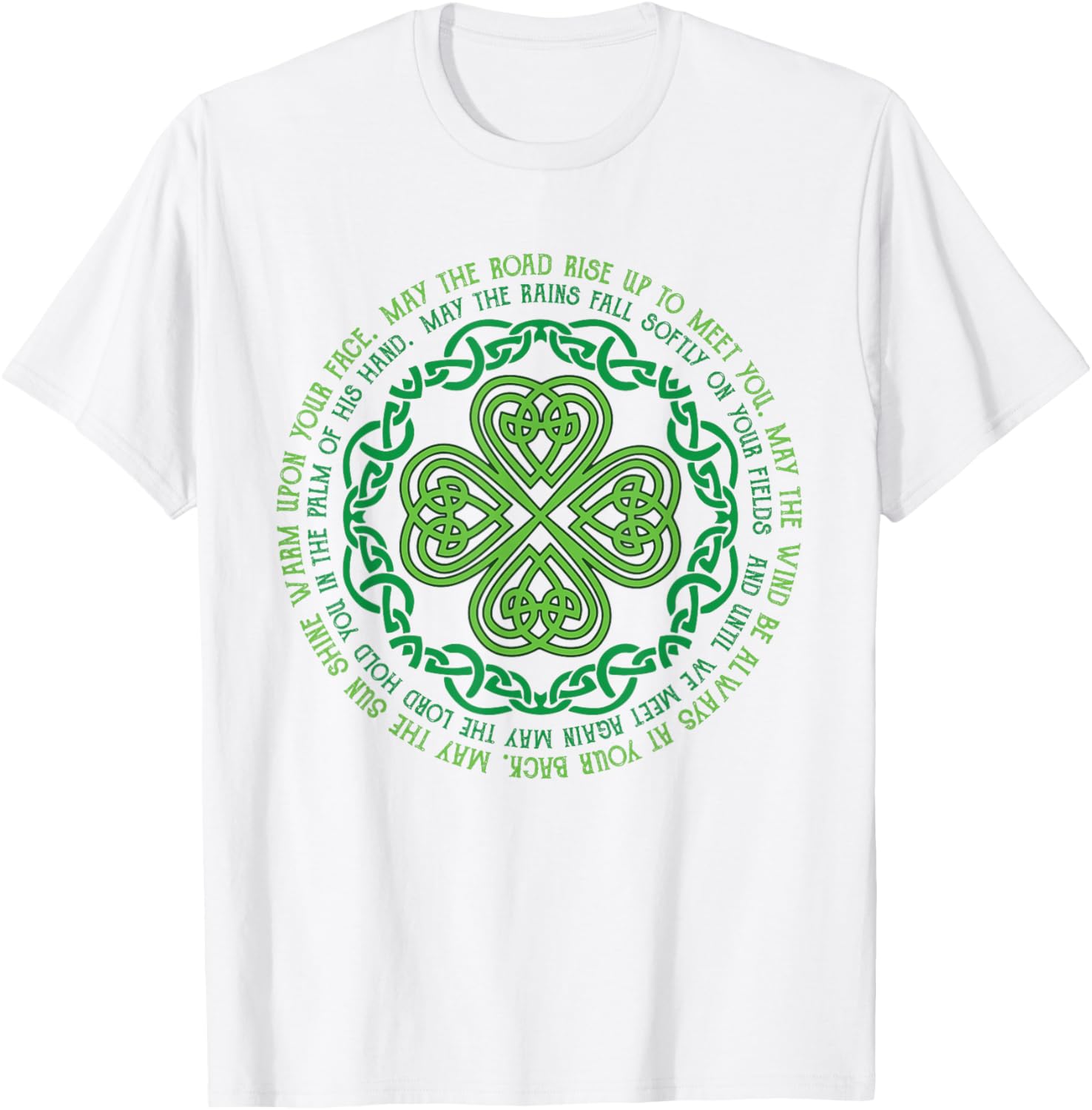 Irish Blessing T-Shirt with Celtic Knot and 4-Leaf Clover Design - 6