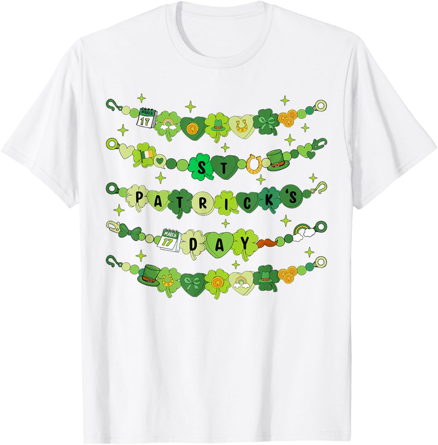 Happy St Patricks Day Friendship Bracelet T-Shirt for Girls - 1