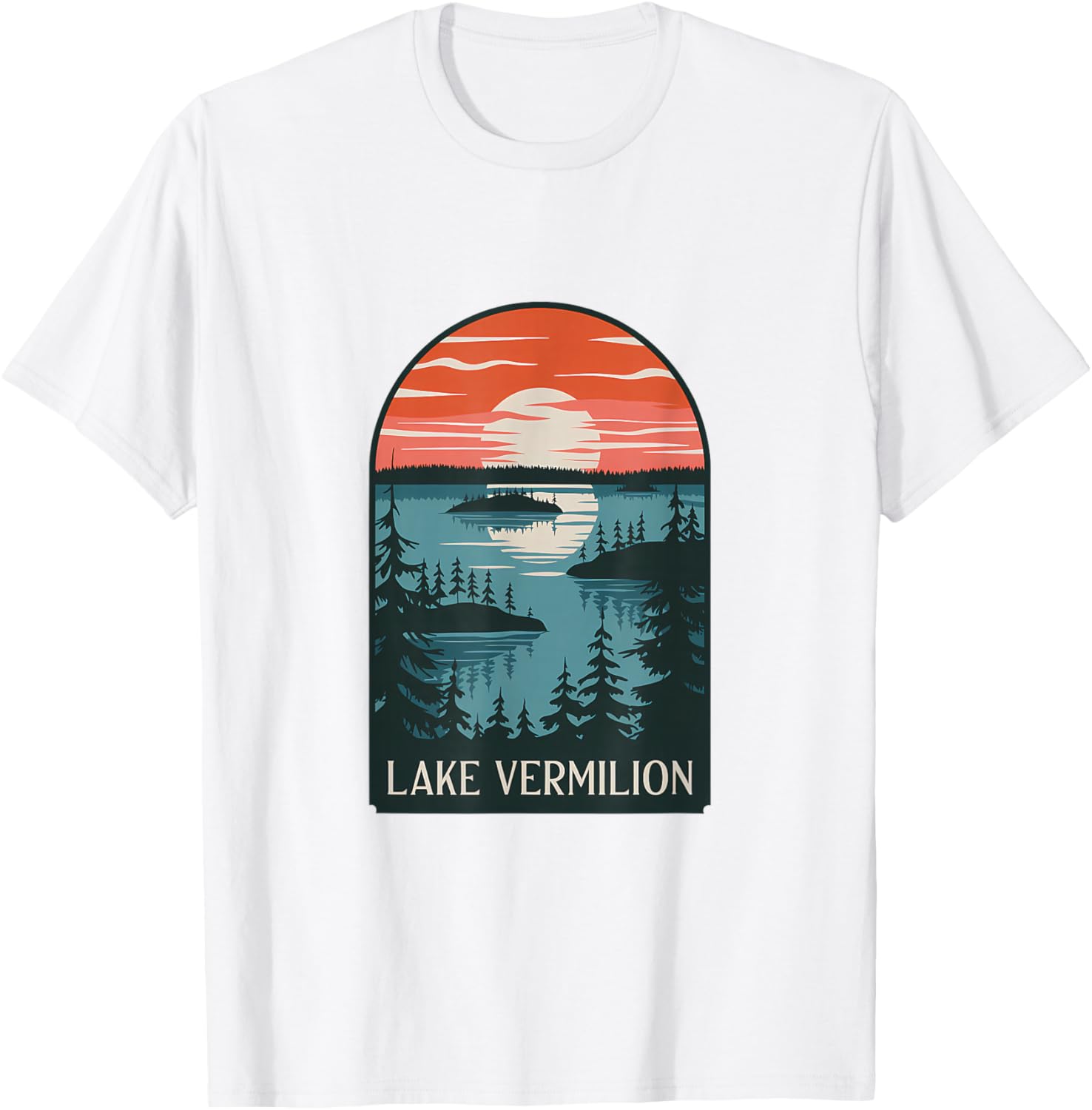 Lake Vermilion Sunset Reflection T-Shirt for Nature Lovers and Adventurers - 26