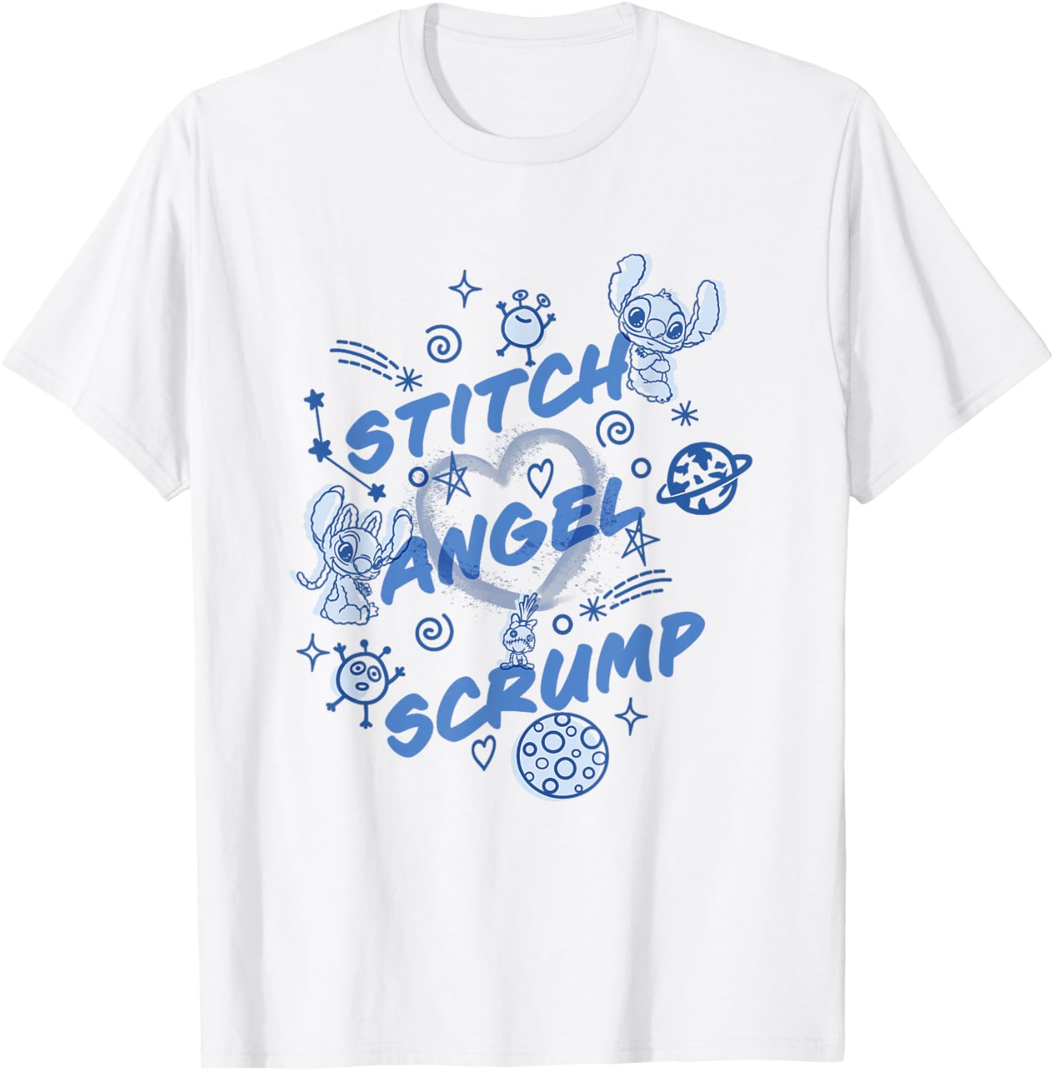 Disney Lilo and Stitch Angel Stitch Scrump Planet Icons T-Shirt - 7