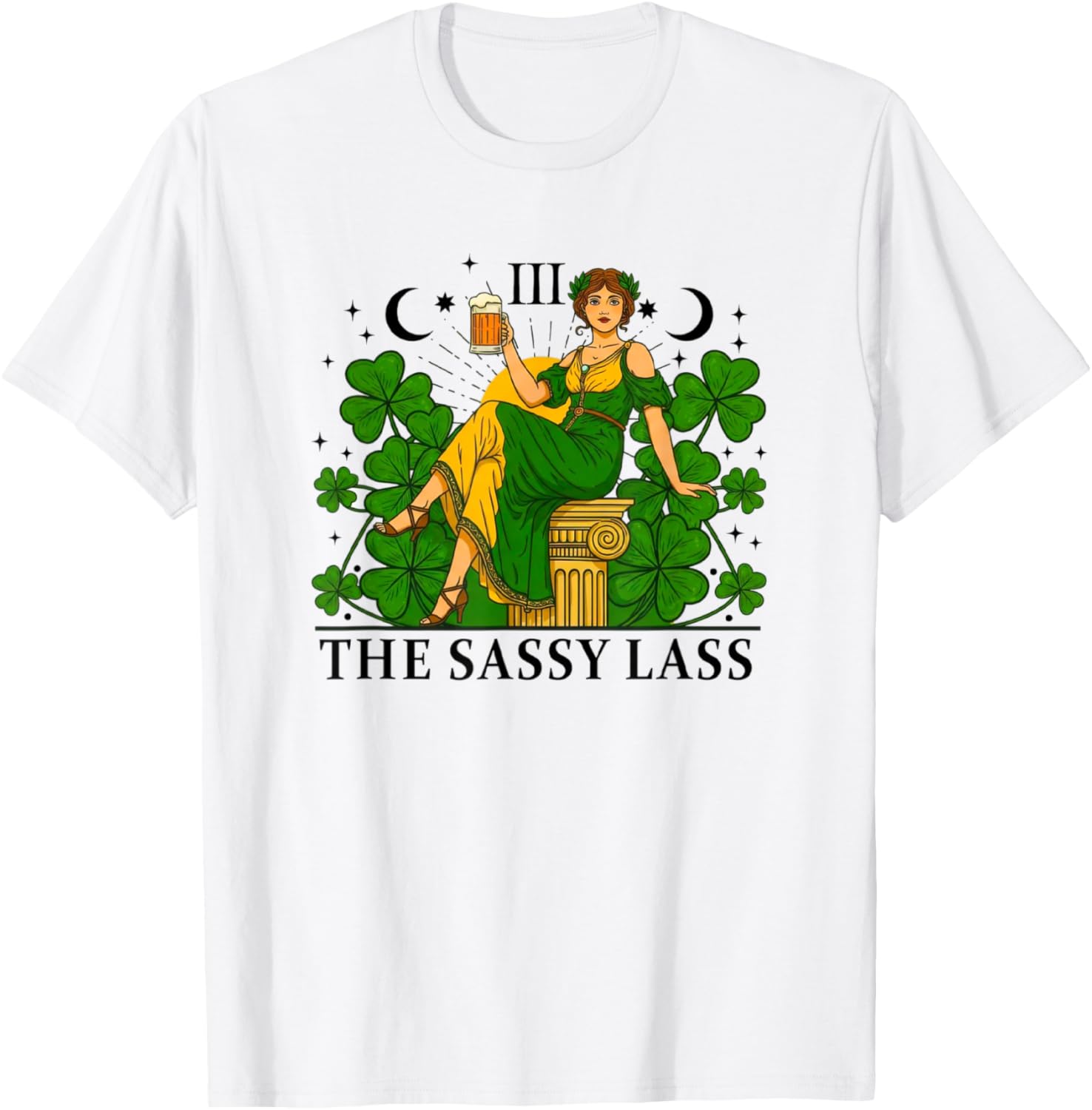 Funny Patrick's Day Sassy Lass Tarot Card T-Shirt for Festive Fun - 8