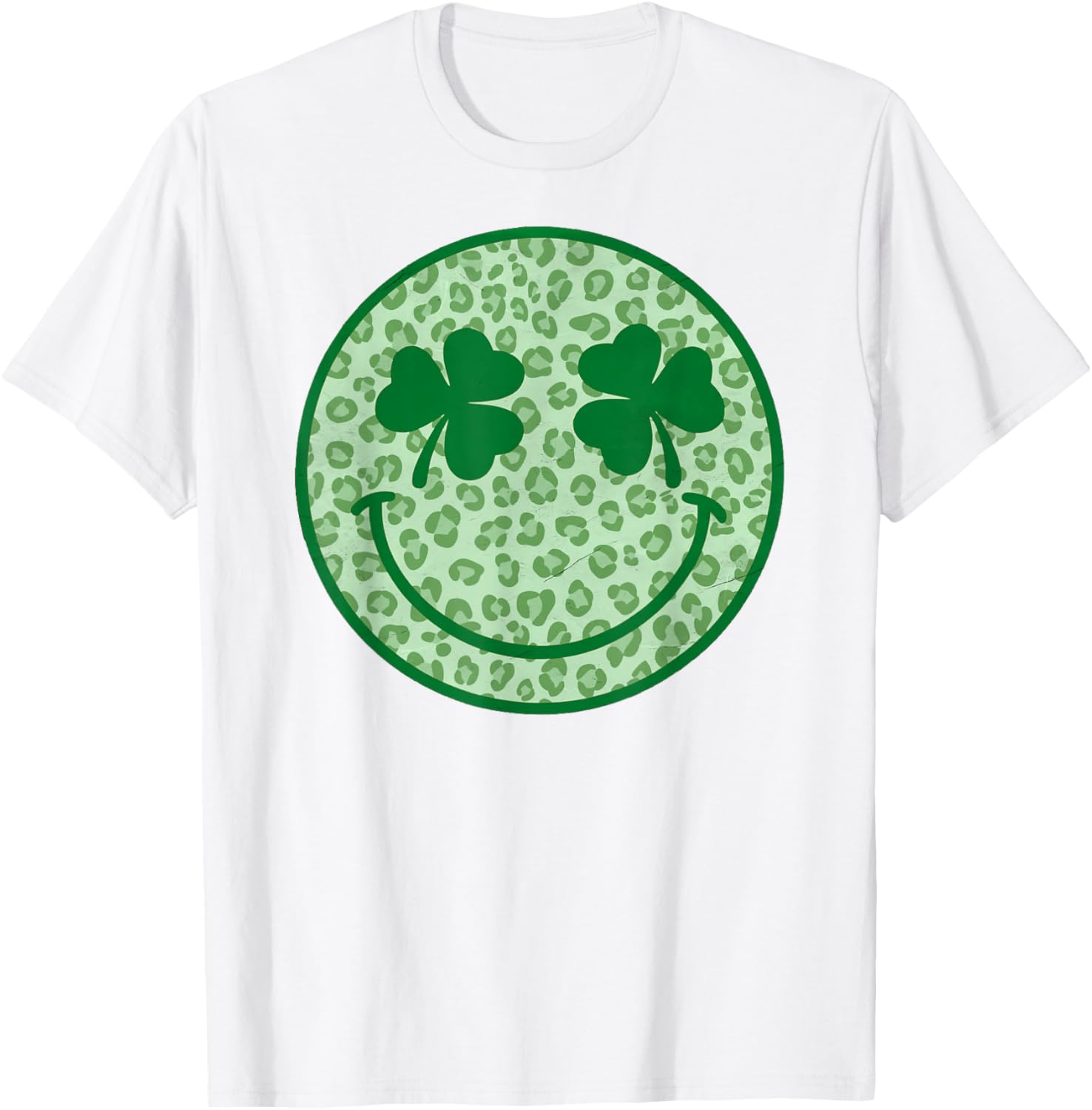 Smile Happy St Patricks Day Retro Shamrock Leopard T-Shirt for Fun Style - 19