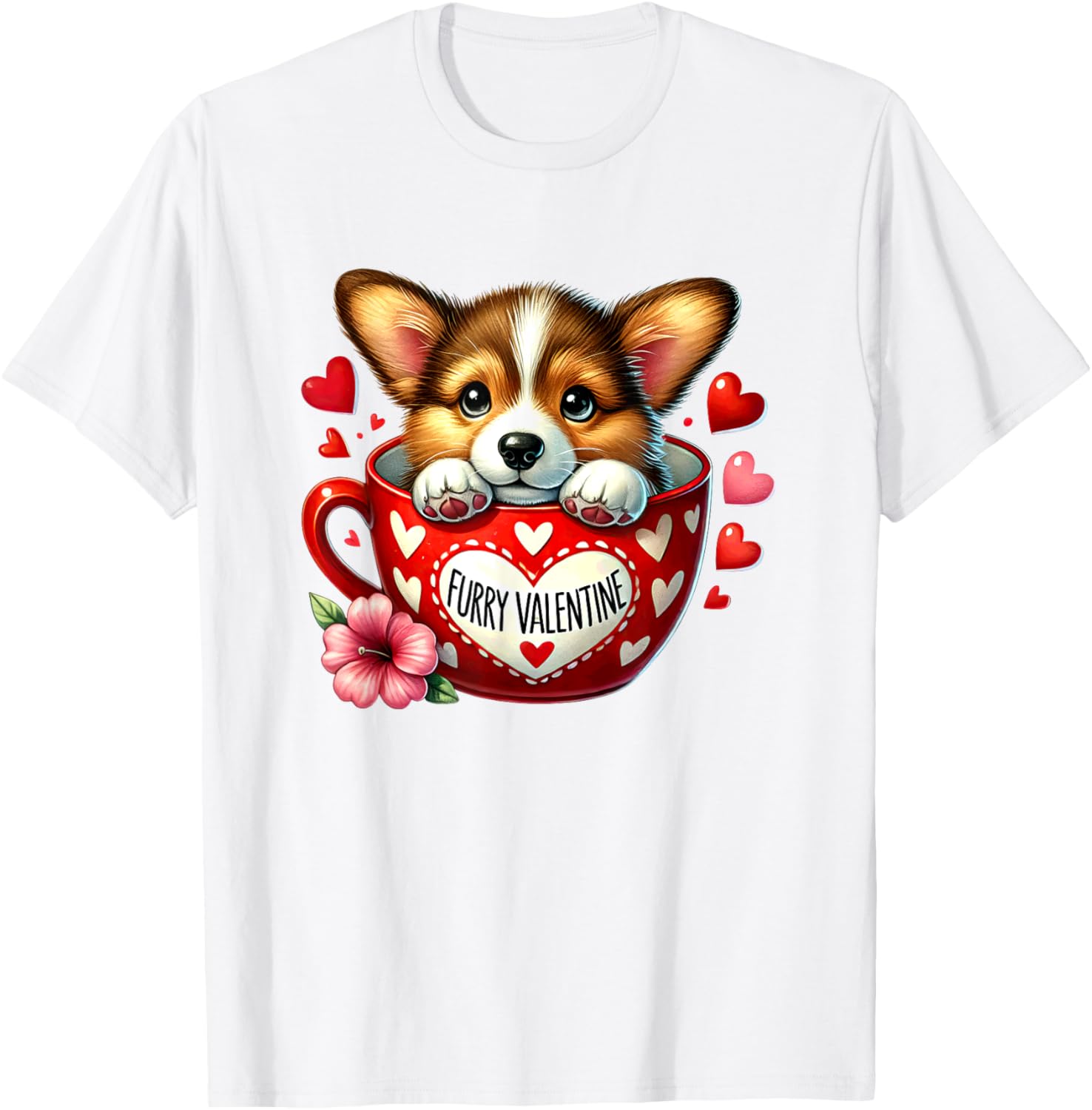 Furry Valentine Corgi Puppy Love T-Shirt for Dog Lovers and Friends - 11