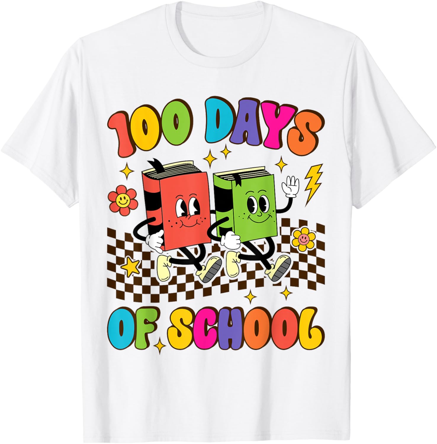 Groovy 100 Days of School T-Shirt for Kids and Teachers Fun Shirt - 4