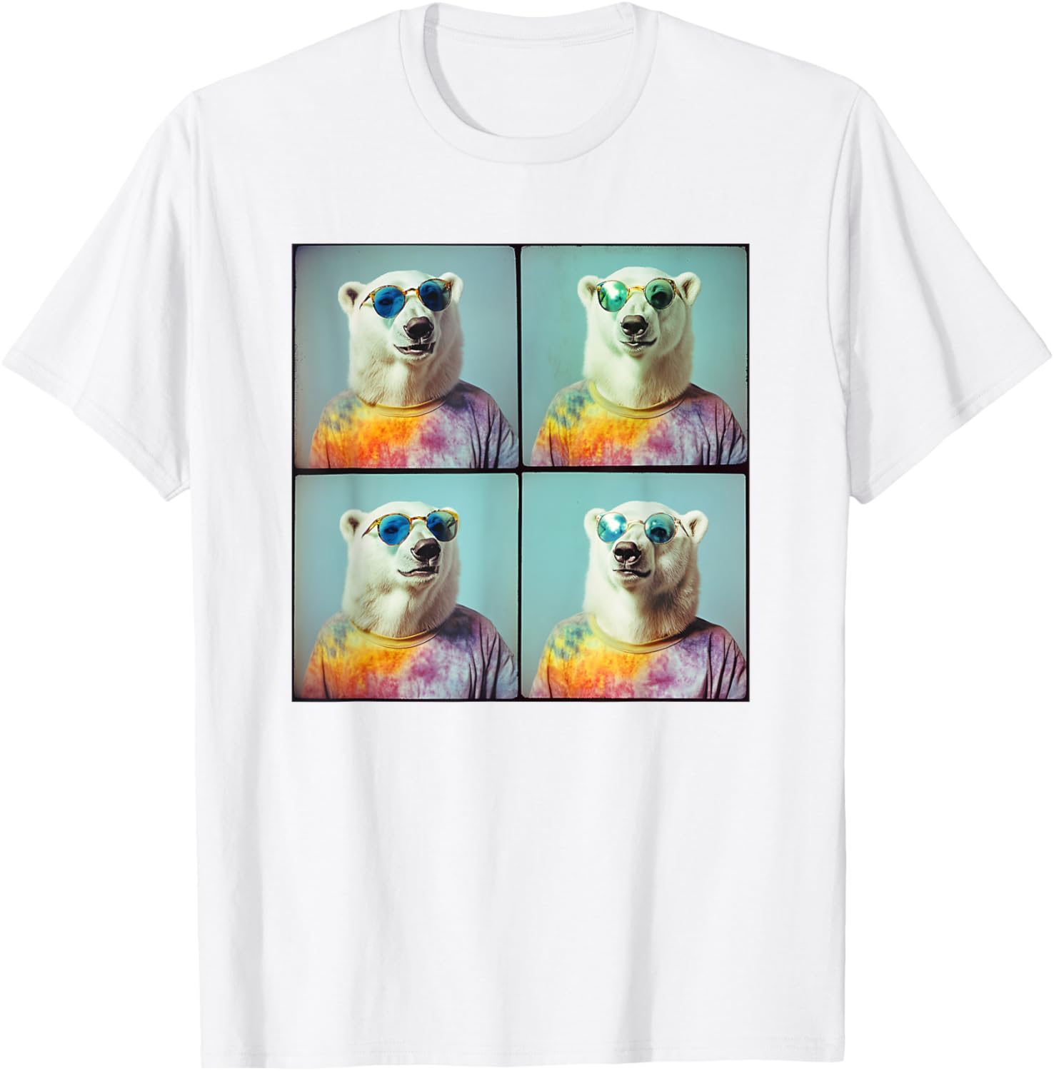Colorful Tie Dye Polar Bear T-Shirt for Unique Hippie Style Fun - 22