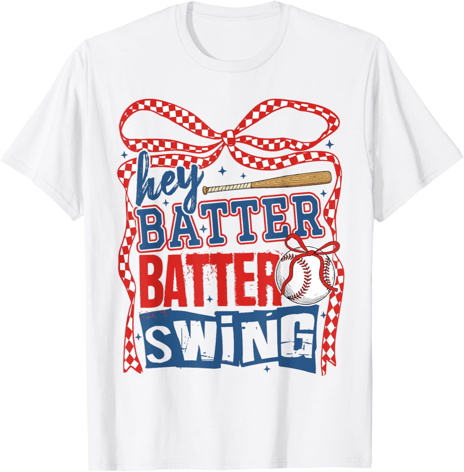 Baseball Mom Hey Batter Batter Swing Bow Women's T-Shirt for Fans - 1