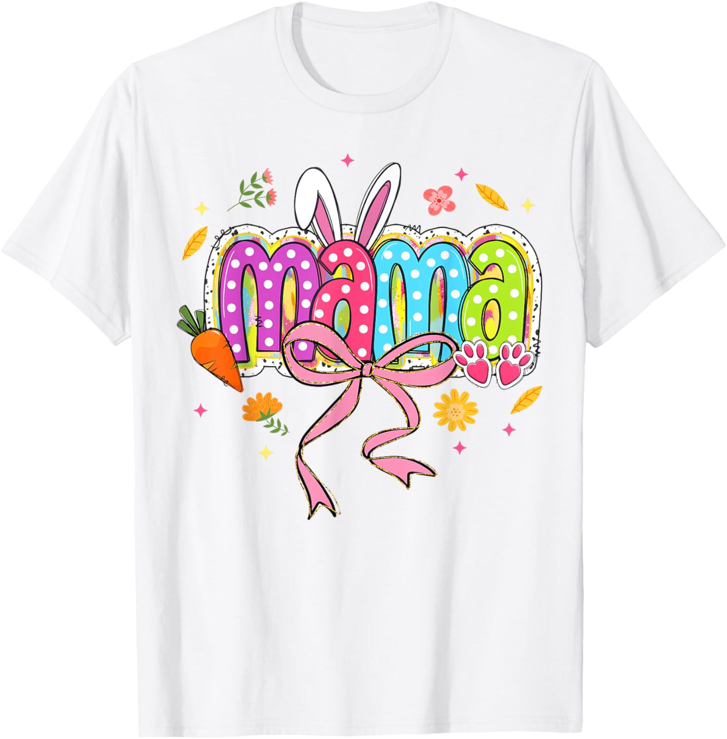Boho Floral Coquette Bow Mama Bunny Easter Family T-Shirt for Moms - 4